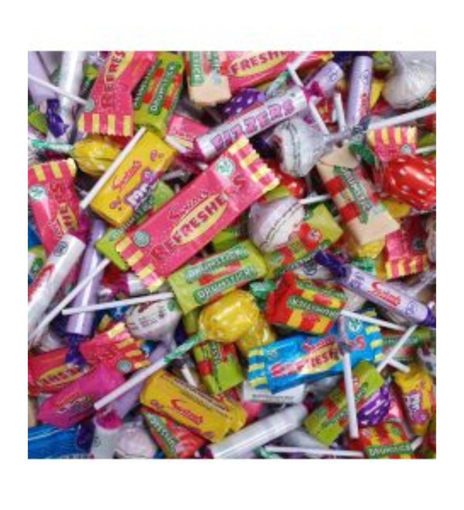 Swizzels 1Kg pack. love hearts double lollies fruit lollies parma violets fizzers and drumstick lollies.