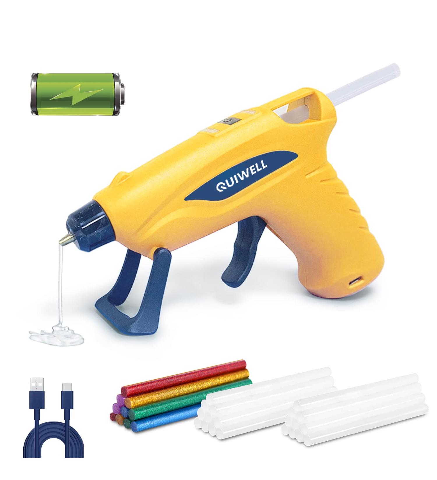 QUIWELL Cordless Hot Glue Gun Kit with 30 Glue Sticks - USB Rechargeable & Auto Shut Off for Quick Repairs and DIY Crafts - Buy Online on GoSupps.com