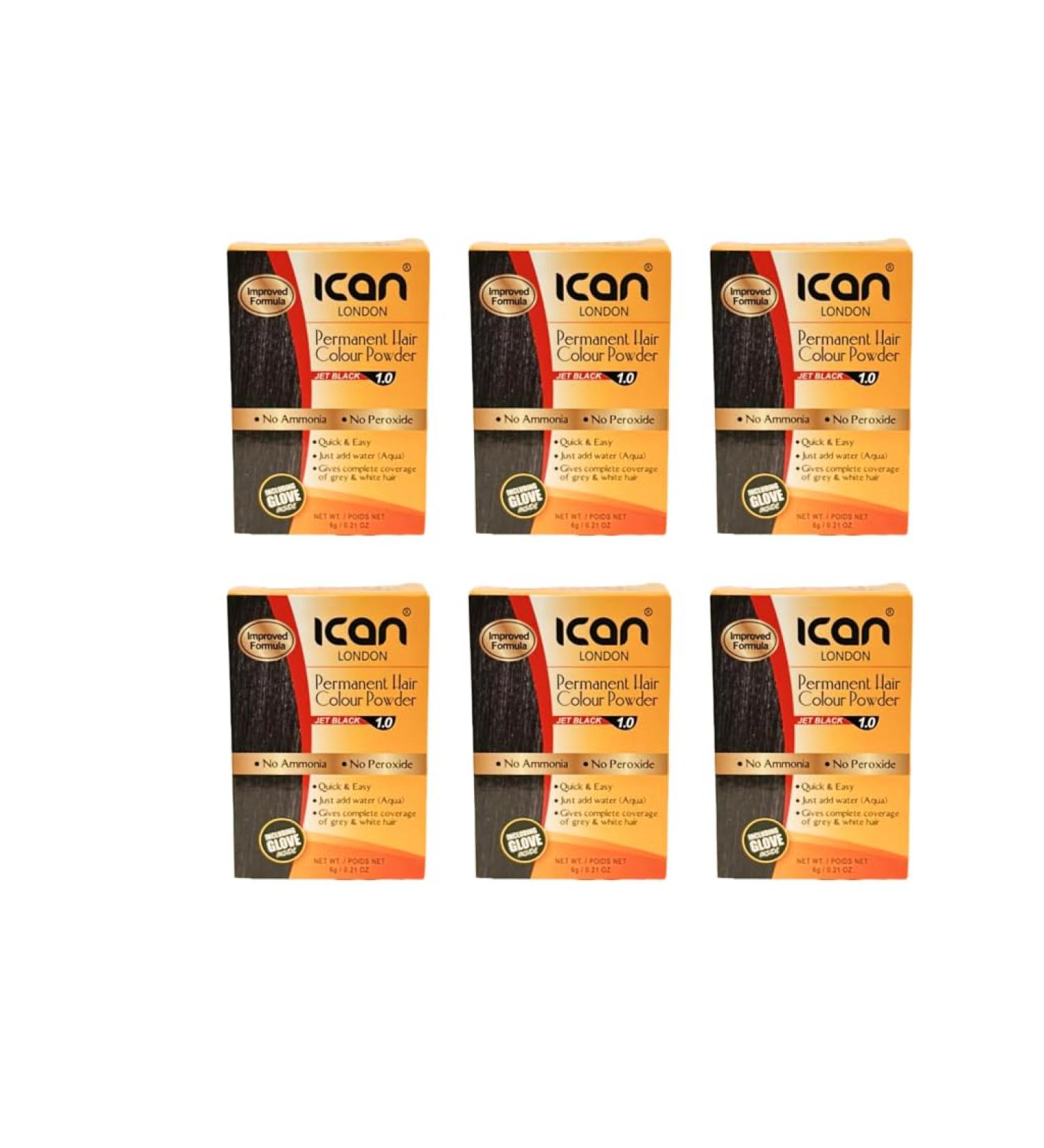 Ikan Permanent Hair Dye Powder - No Ammonia No Peroxide (1.0 Jet Black) - Pack of 6 for International Shipping - Buy Online on GoSupps.com