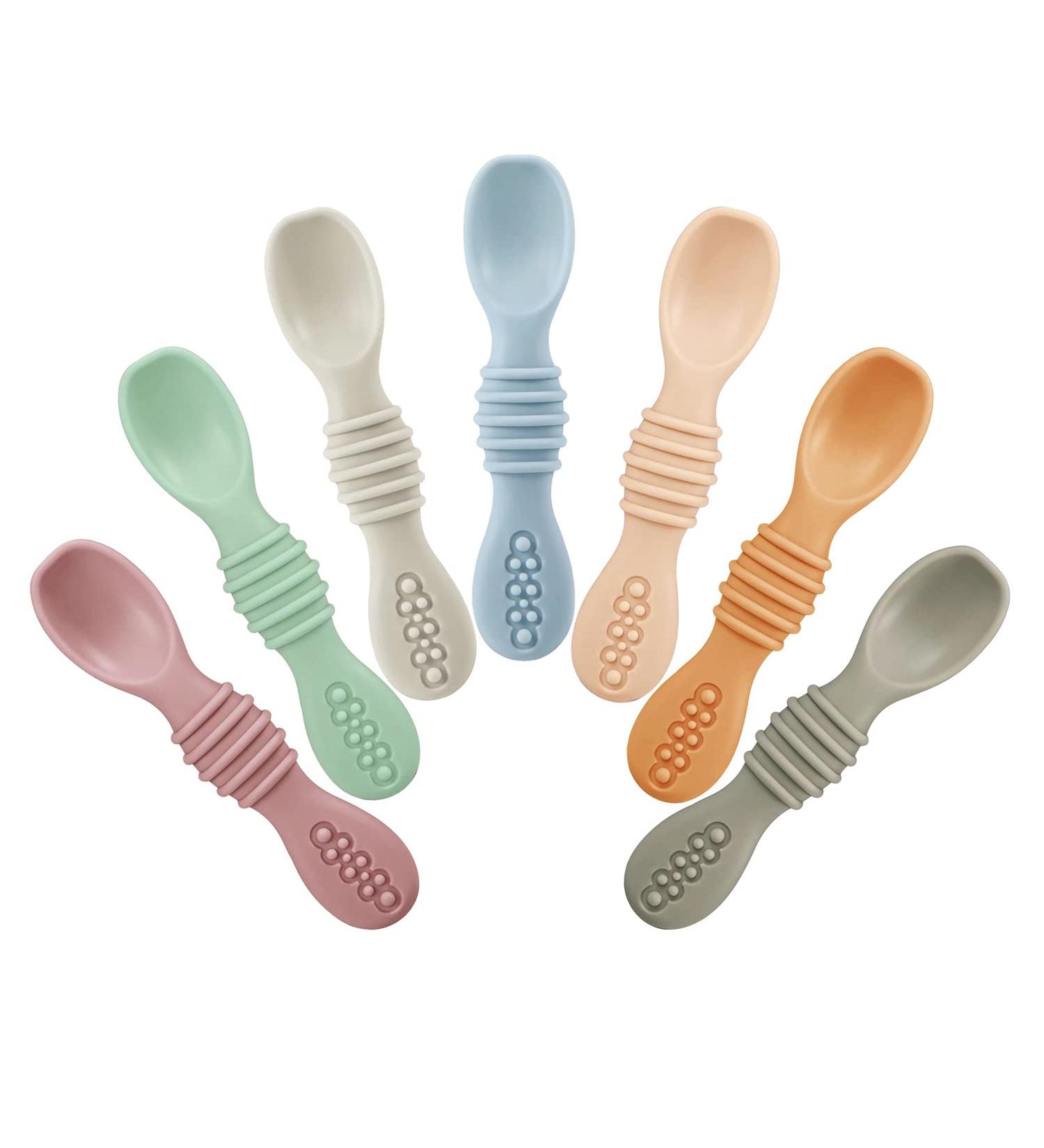 PandaEar 7 Pcs Silicone Baby Spoons - First Stage Self Feeding Spoon for Toddler Infant | Baby Led Weaning Spoons - Buy Online on GoSupps.com