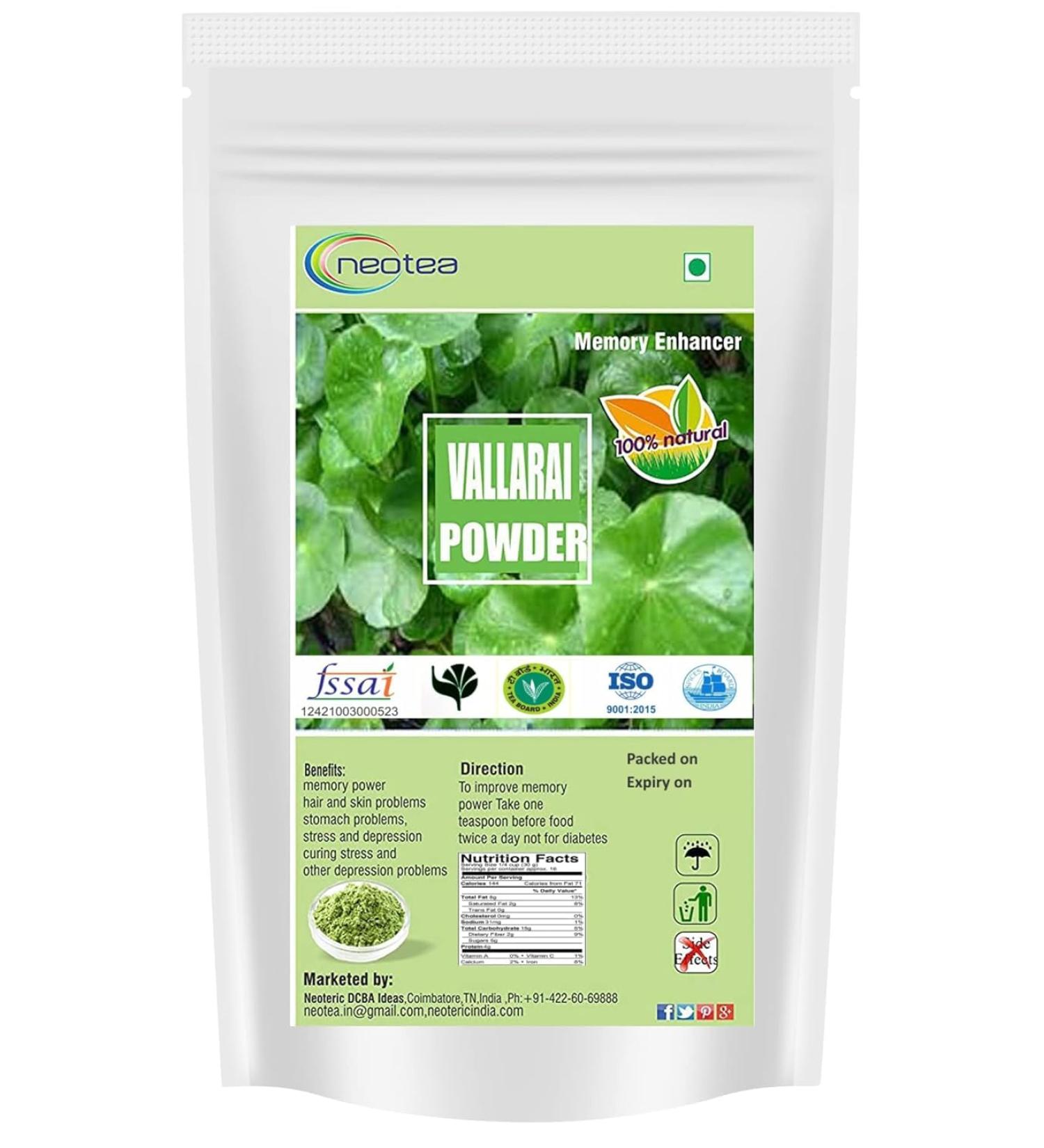 neotea Gotu Kola Powder | Organic Brahmi (Centella Asiatica) | Nervous System & Skin Support | Calming Nootropic Herb | Non-GMO Vegan Sustainably Sourced (100 GM(3.52 OZ) Gotu Kola) Gotu Kola 3.52 Ounce (Pack of 1) - Buy Online on GoSupps.com
