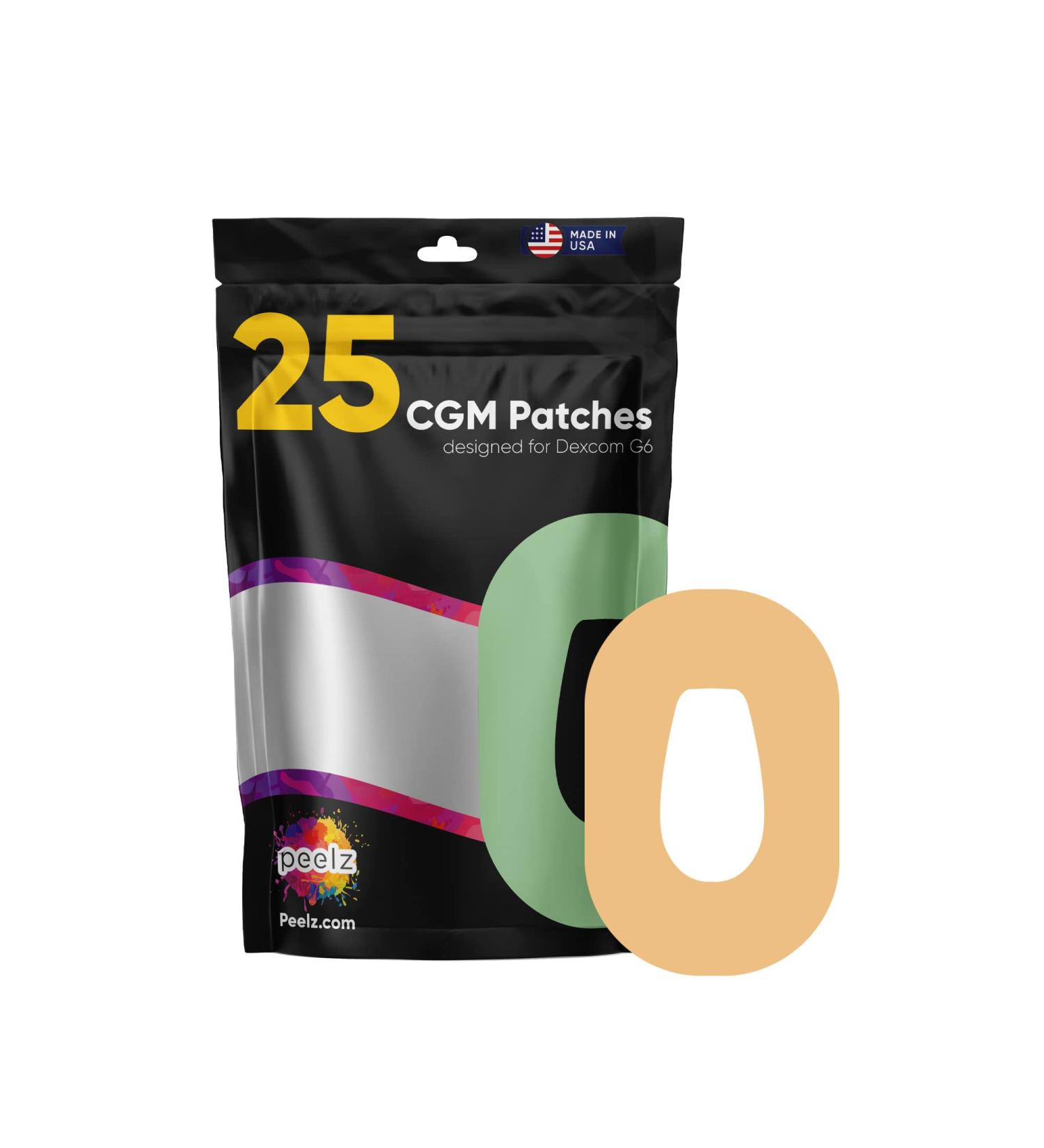 Peelz Dexcom G6 Adhesive Patches 25 Pack - Waterproof CGM Sensor Patches - US-Made for Sensitive Skin - Dexcom Stickers - Beige - Buy Online on GoSupps.com