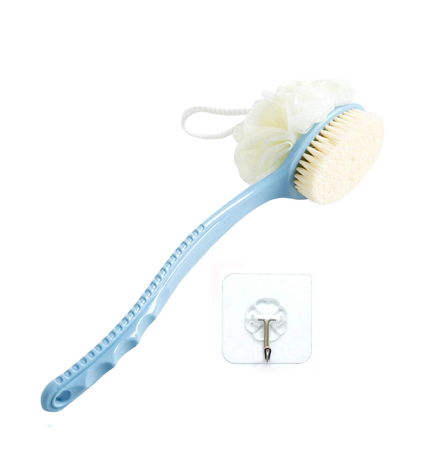 JAMSTONE 2-in-1 Shower Body Brush with Long Handle - Blue | Dry Brushing for Lymphatic Drainage & Exfoliation - Buy Online on GoSupps.com
