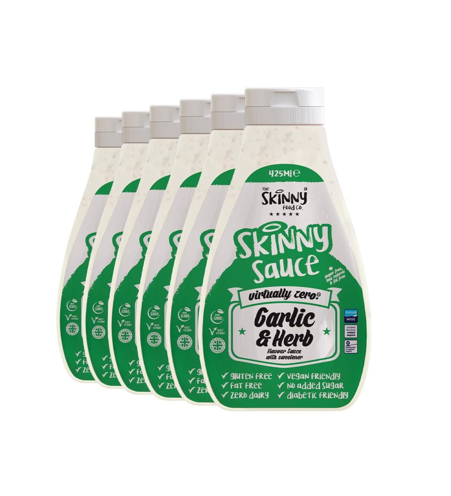 The Skinny Food Co Garlic & Herb Virtually Zero Calorie Sugar Free Sauce 6 x 425 ml - Buy Online on GoSupps.com