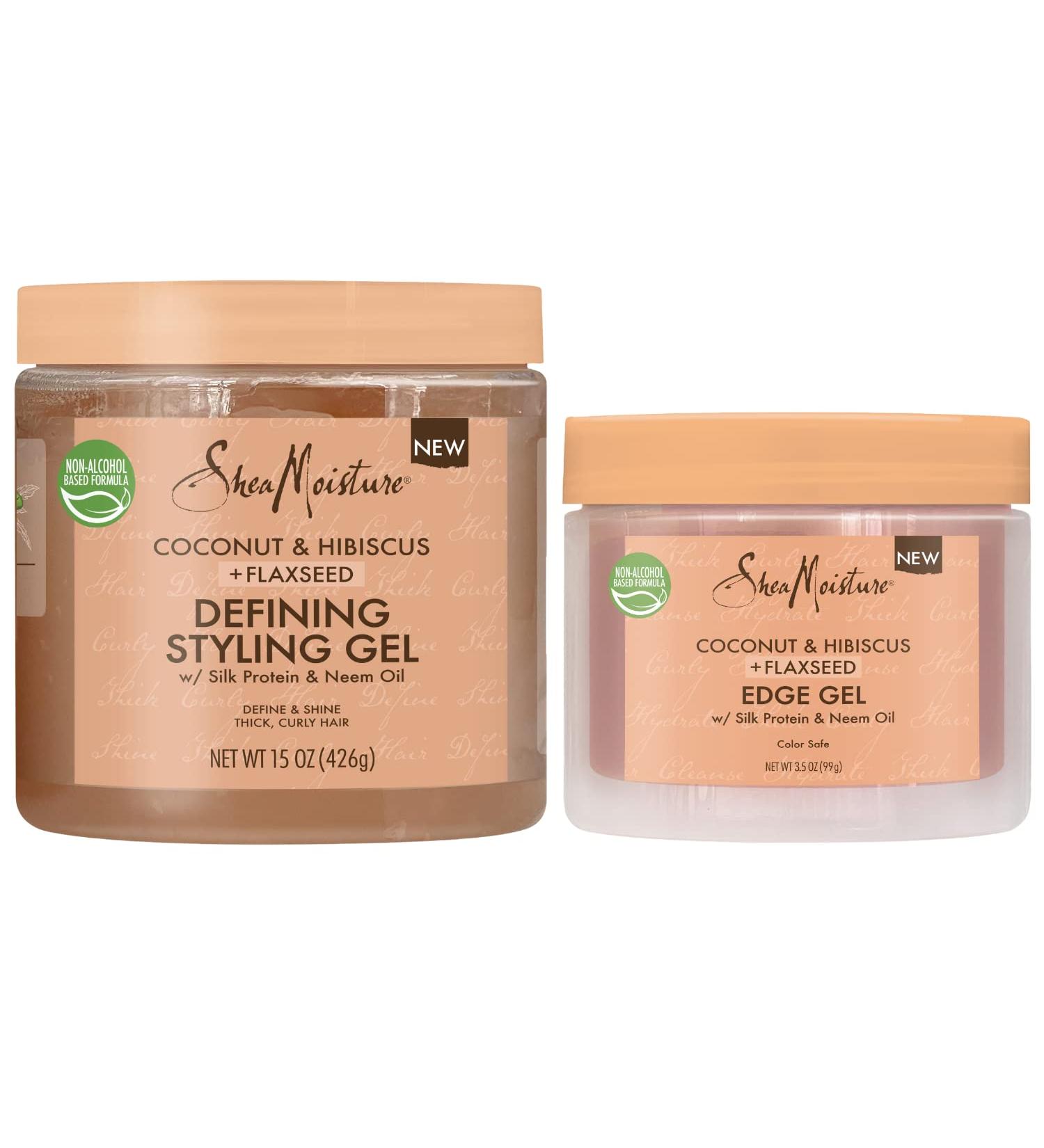 SheaMoisture Coconut & Hibiscus Styling Gel (15 oz) + Flaxseed Edge Control (3.5 oz) - Curly Hair Set - Buy Online on GoSupps.com