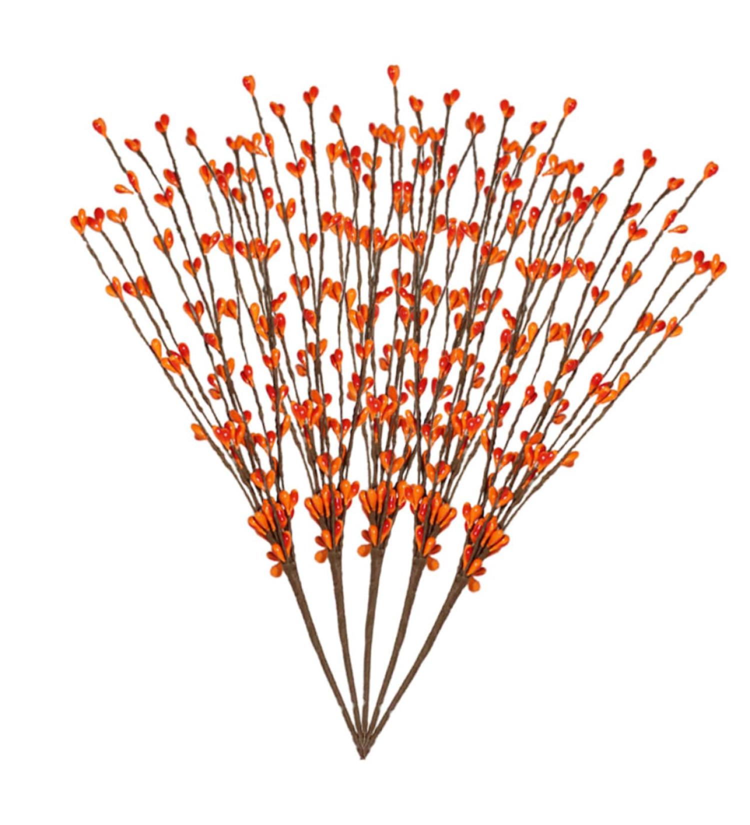 5pcs Artificial Berry Branch Christmas Ornaments Christmas Decoration Christmas Garland Berry Artificial Tree Picks Holly Berry Sprigs Plants Decor Plastic Small Fruit Halloween Orange 30x5cm - Buy Online on GoSupps.com