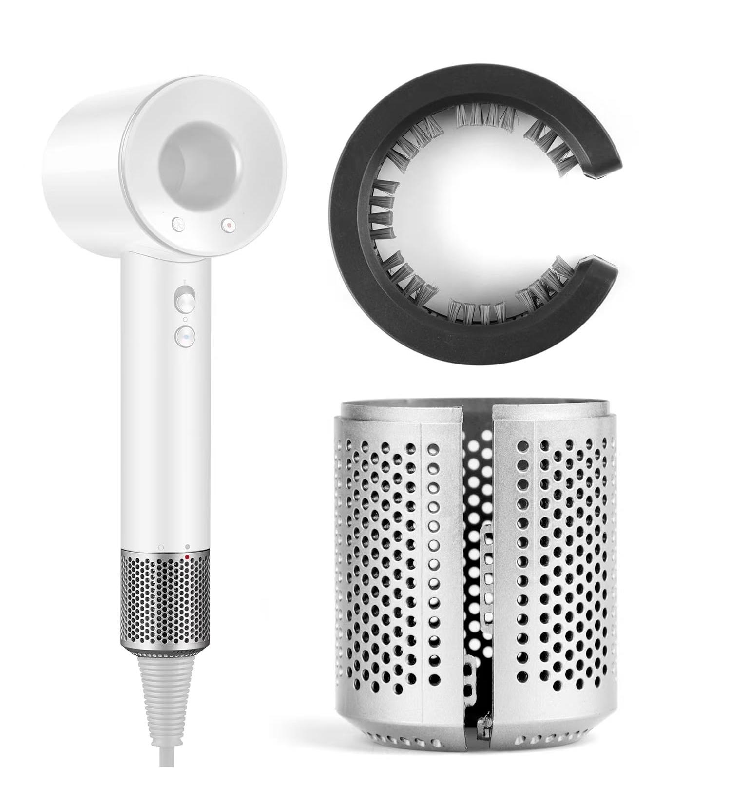 Upgraded Hair Dryer Filter Cover Replacement for Dyson Supersonic - HD01 HD03 HD08 HD15 | Outer Filter Repair Accessory with Cleaning Brush - Silver - Buy Online on GoSupps.com