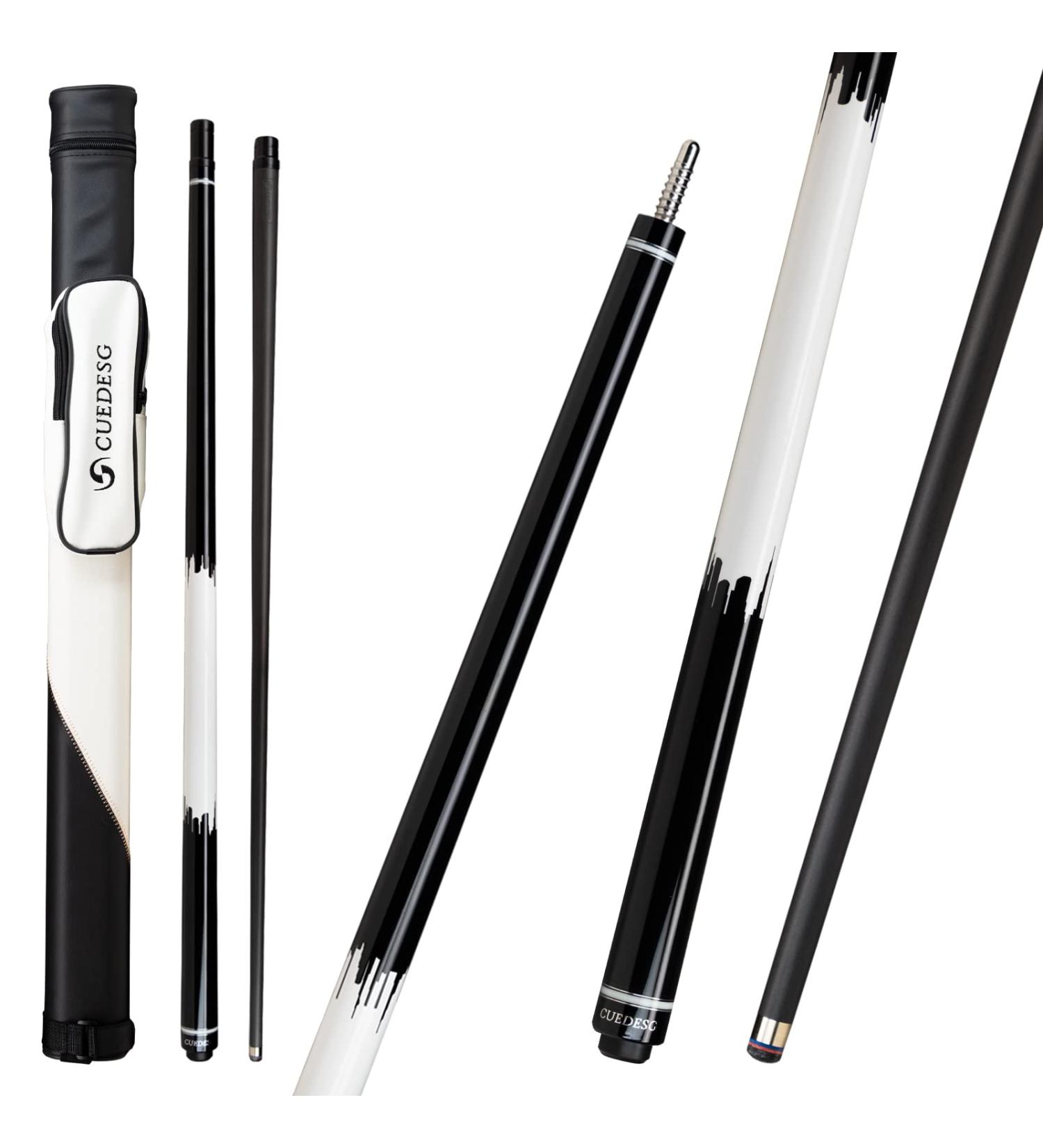 CUEDESG Carbon Fiber Pool Cue Stick 10.5mm/11.8mm/12.5mm Low Deflection Pool Stick Professional Cue Stick with Case(3/8-8 Teeth) Black-10.5mm - Buy Online on GoSupps.com
