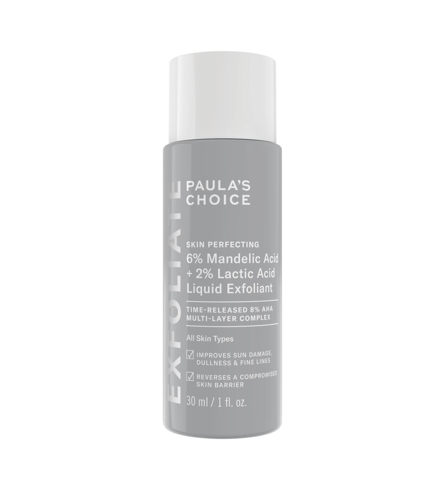 Paula's Choice SKIN PERFECTING 6% Mandelic Acid + 2% Lactic Acid AHA - AHA Exfoliant - Visibly Reduces Fine Lines and Wrinkles - with Mandelic Acid & Lactic Acid - All Skin Types - 30 ml - Buy Online on GoSupps.com