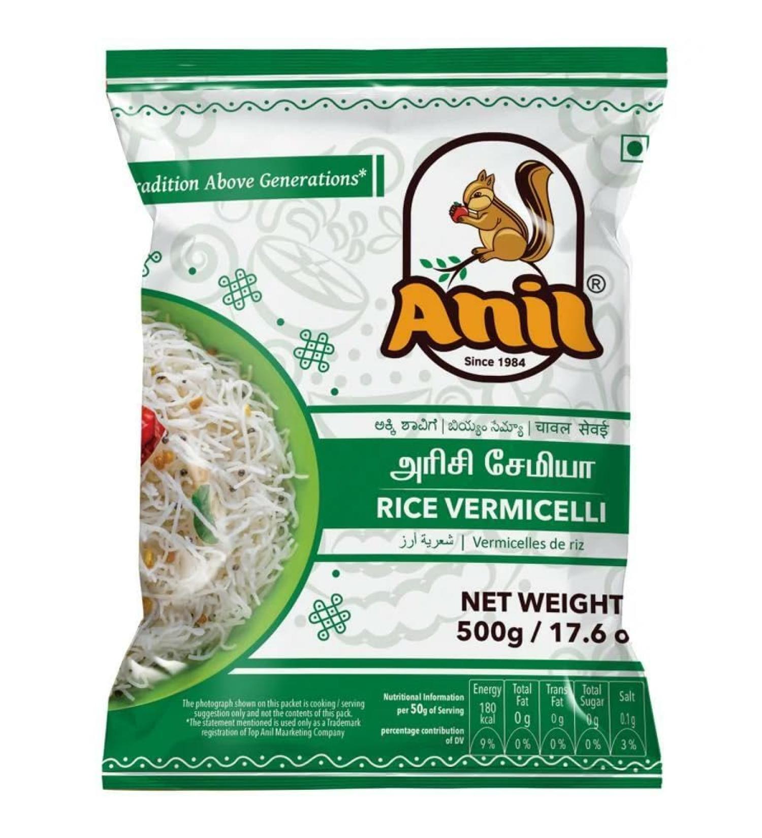 Anil Rice Vermicelli 500G Vermicelli Rice Noodles Vermicelli -Semiya India (Pack of 2) - Buy Online on GoSupps.com