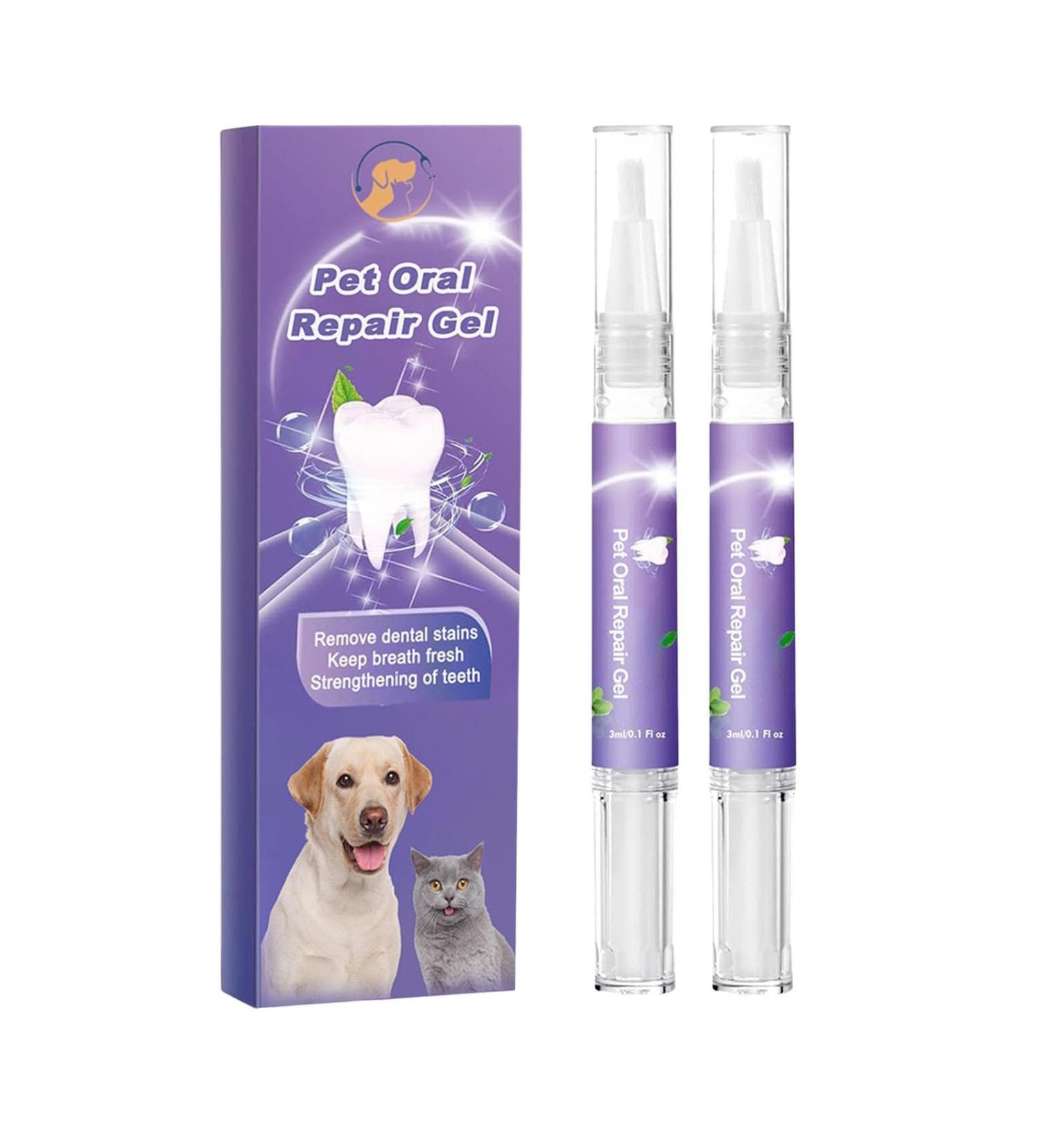 Pet Oral Repair Gel Pet Oral Repair Gel for Dogs Eliminate Breath Targets Tartars-Without Brushing Pet Oral Restorative Gel Pet Teeth Whitening Pet Breath Freshener Gel Care Cleaner 3ML 2pcs - Buy Online on GoSupps.com