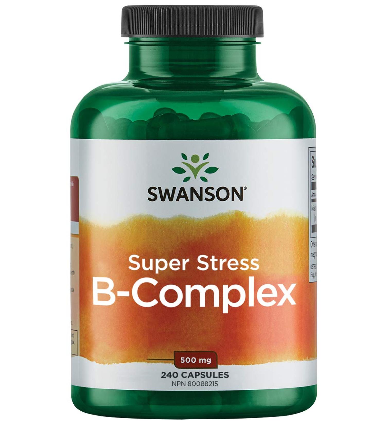 Swanson - B Vitamin Stress Complex with Vitamin C Stress Relief Energy Immune Health 500 mg 240 Capsules - Buy Online on GoSupps.com