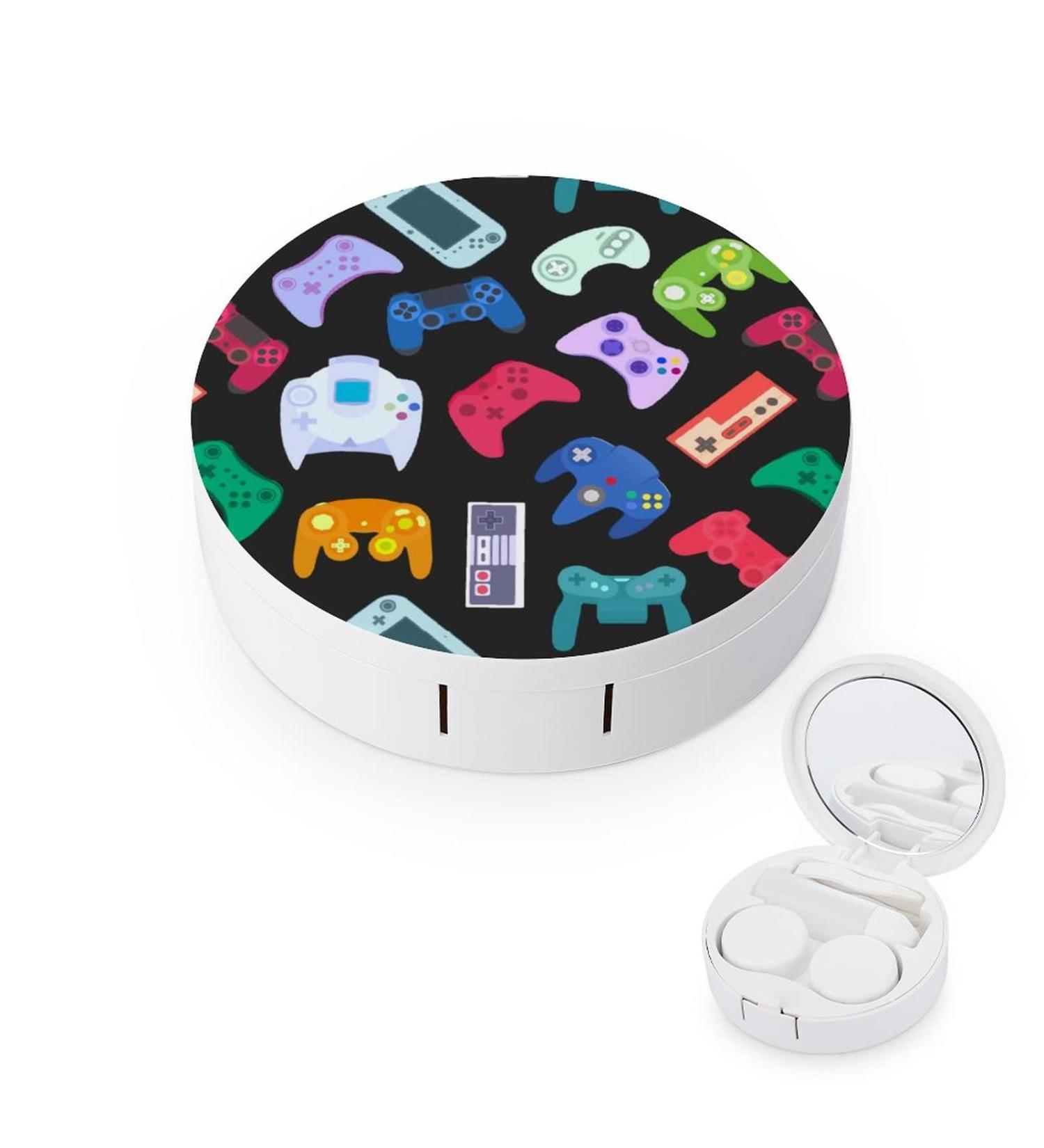 Bagea-Ka Video Game Weapon Controller Contact Lens Case - Black & White Pattern Eye Care Kit with Mirror Tweezers and Solution Bottle for Travel & Home - Buy Online on GoSupps.com