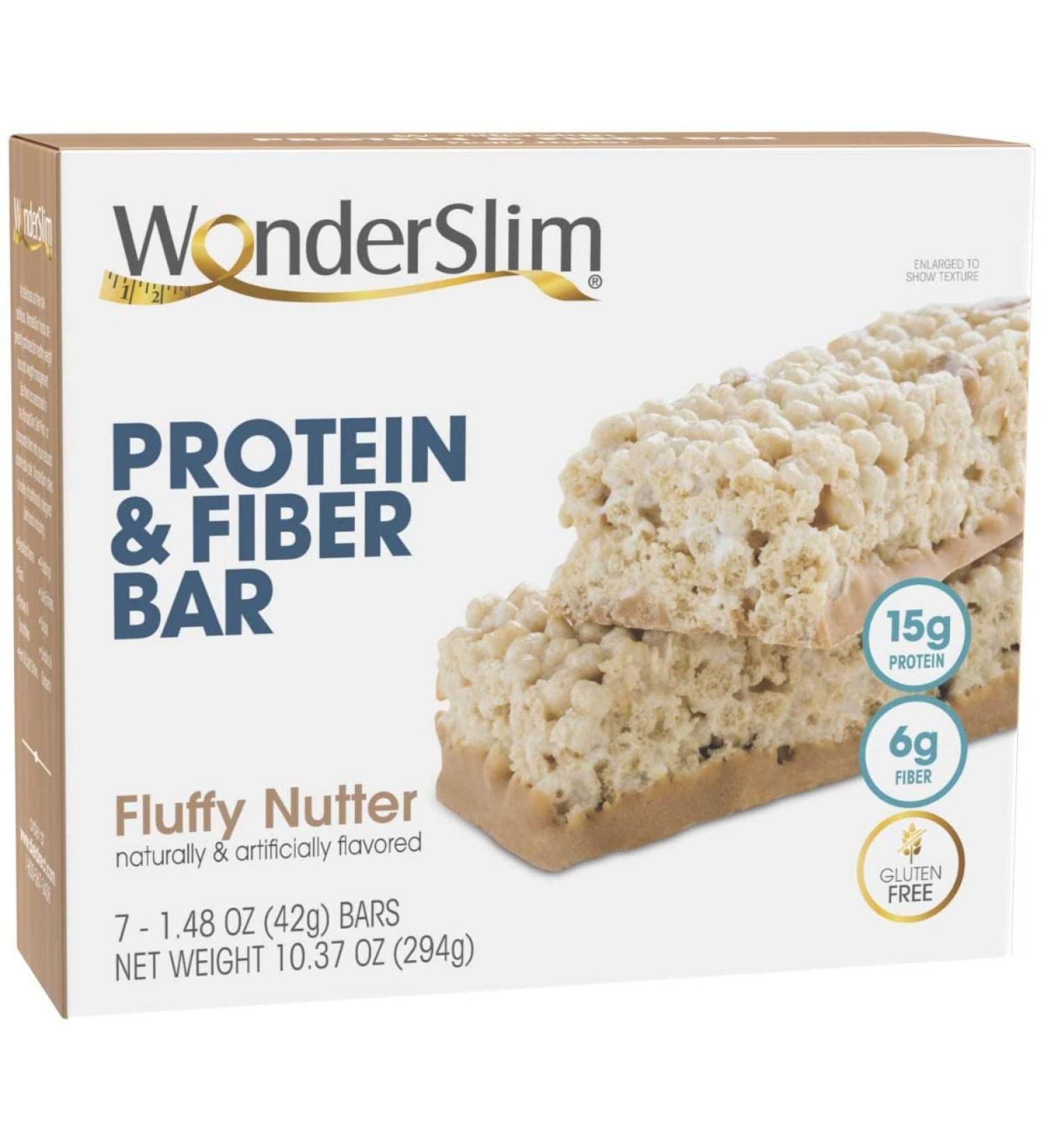 WonderSlim Fluffy Nutter Protein Fiber Bar - 15g Protein, 7g Fiber, 5g Sugar, 160 Calories (7ct) - Buy Online on GoSupps.com