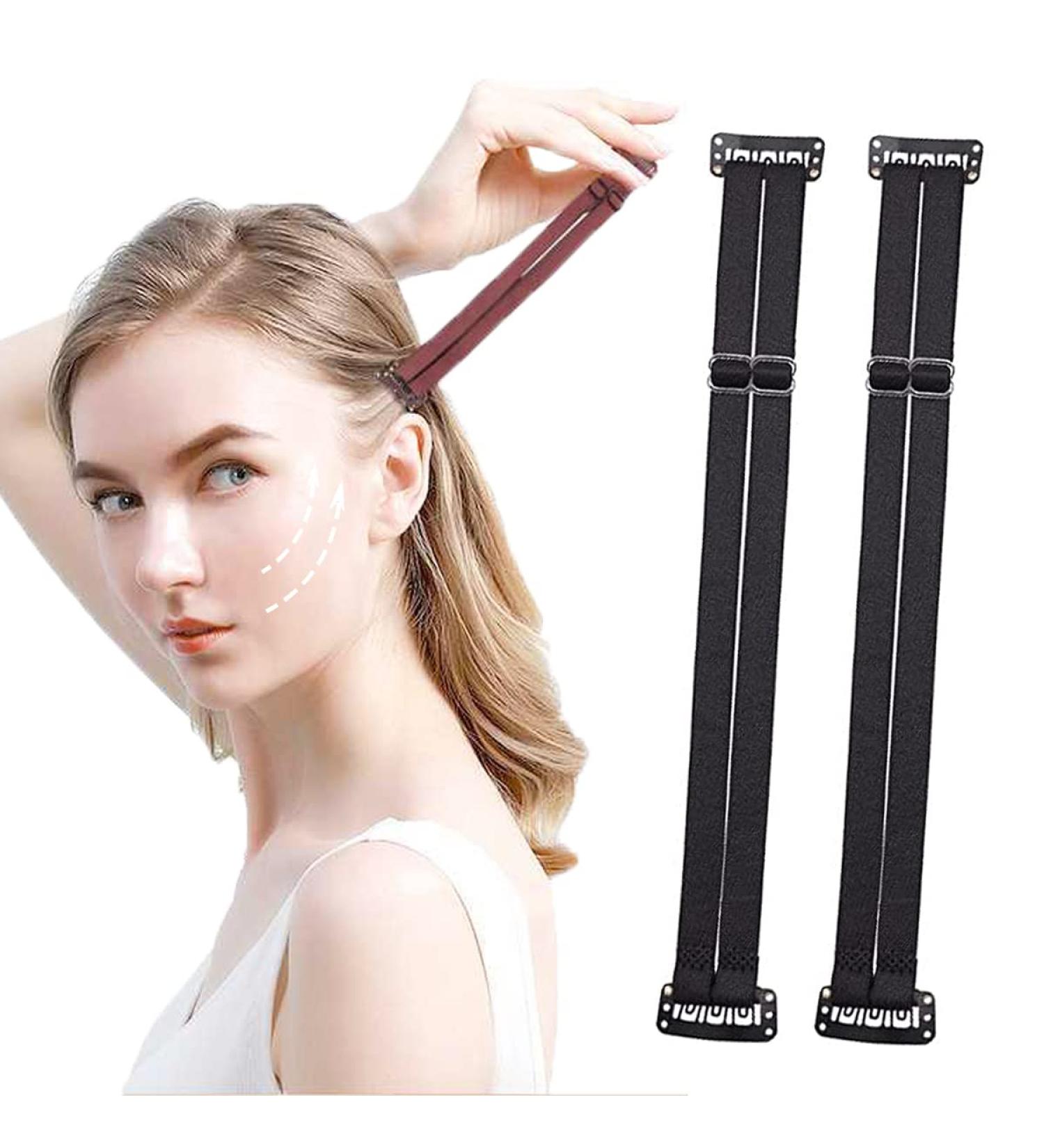 2 Pcs Face Lift Band Reusable Portable Elastic Get Rid Wrinkles Band Adjustable Stretching Strap Face Bands for Face Lift Removing Eye Lines for Women Beauty (Black-A) - Buy Online on GoSupps.com