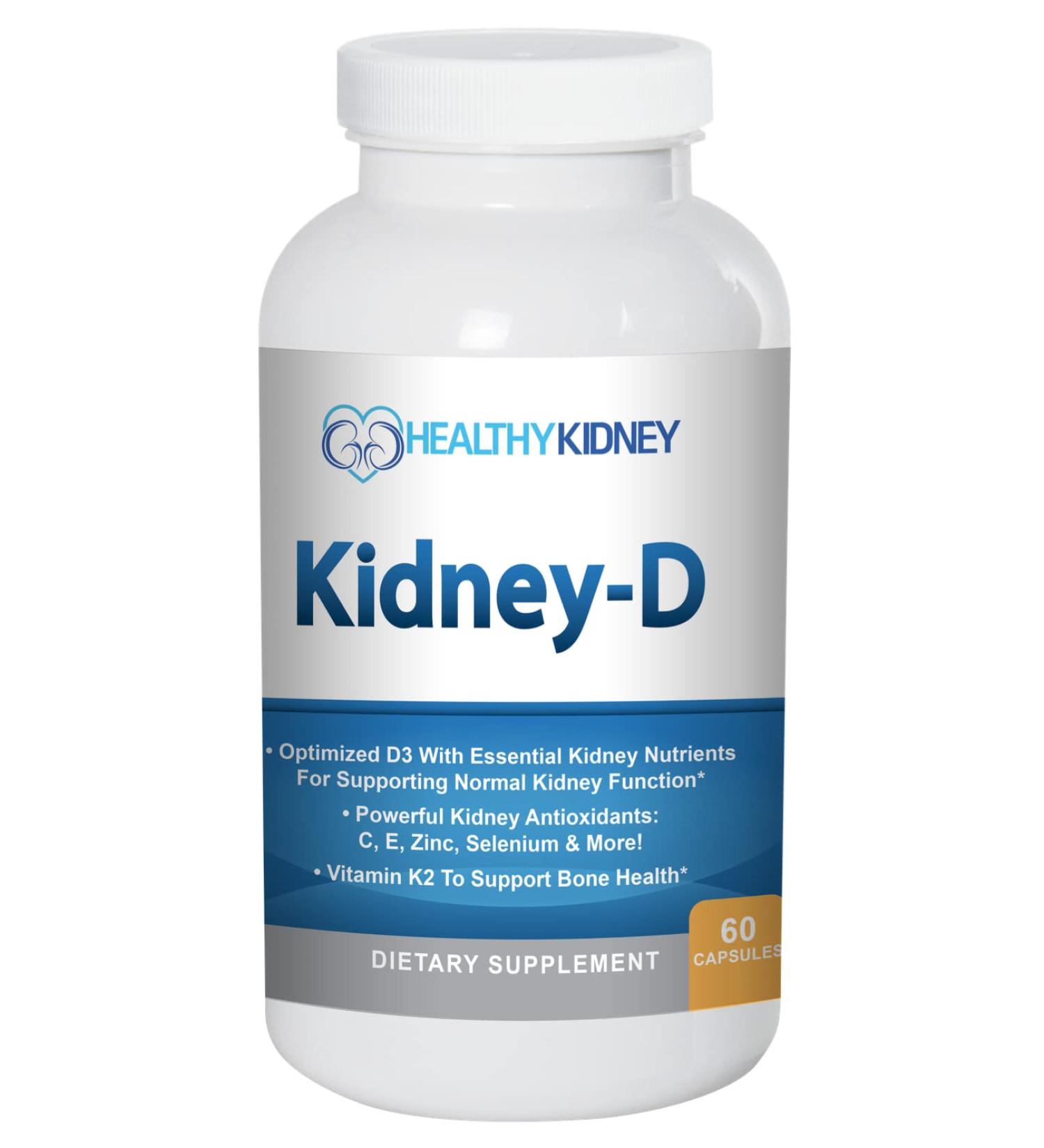 Kidney-D Kidney Supplement. Vitamin D Optimized for Kidney Support. Vitamin D3 and 7 Kidney Vitamins and Nutrients Designed for Kidney Health and More 60 Count (Pack of 1) - Buy Online on GoSupps.com