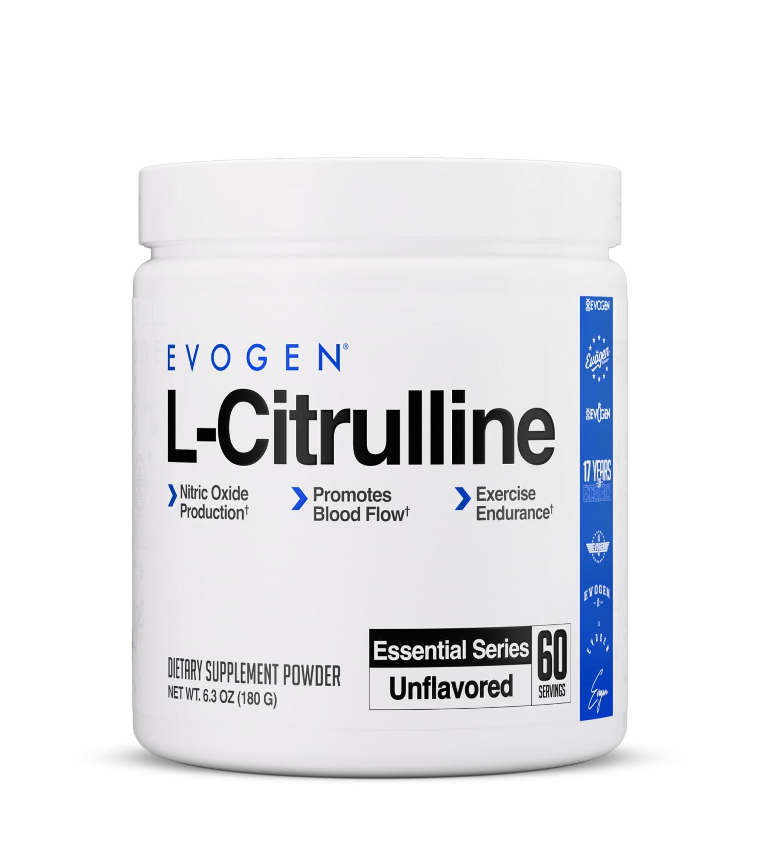 Evogen L-Citrulline Powder - Nitric Oxide Booster | Nitric Oxide Production Promotes Blood Flow & Endurance | 60 Servings - Buy Online on GoSupps.com