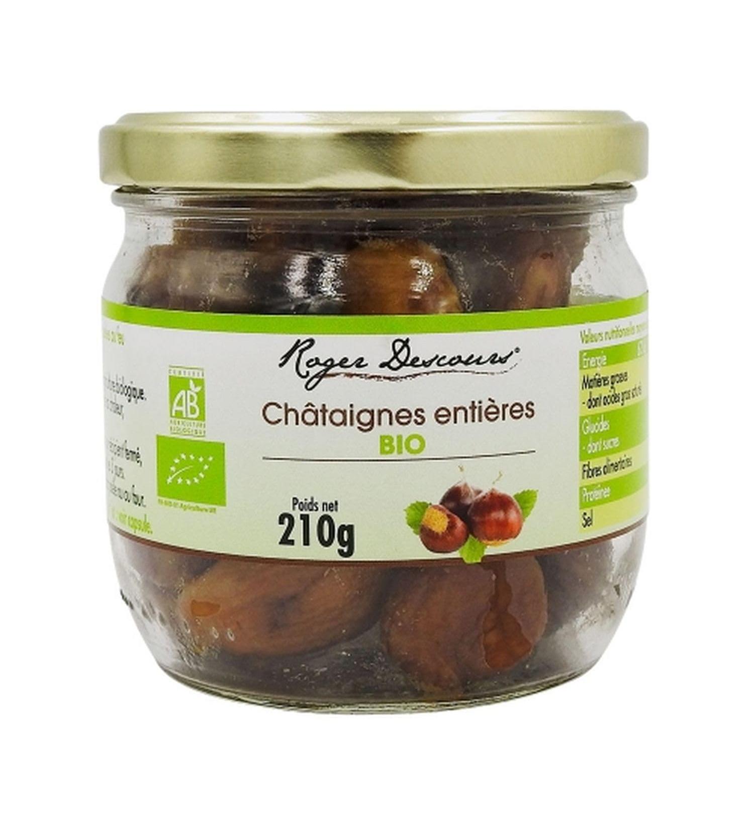 Roger Descours Organic Cooked Whole Chestnuts - 210g Jar