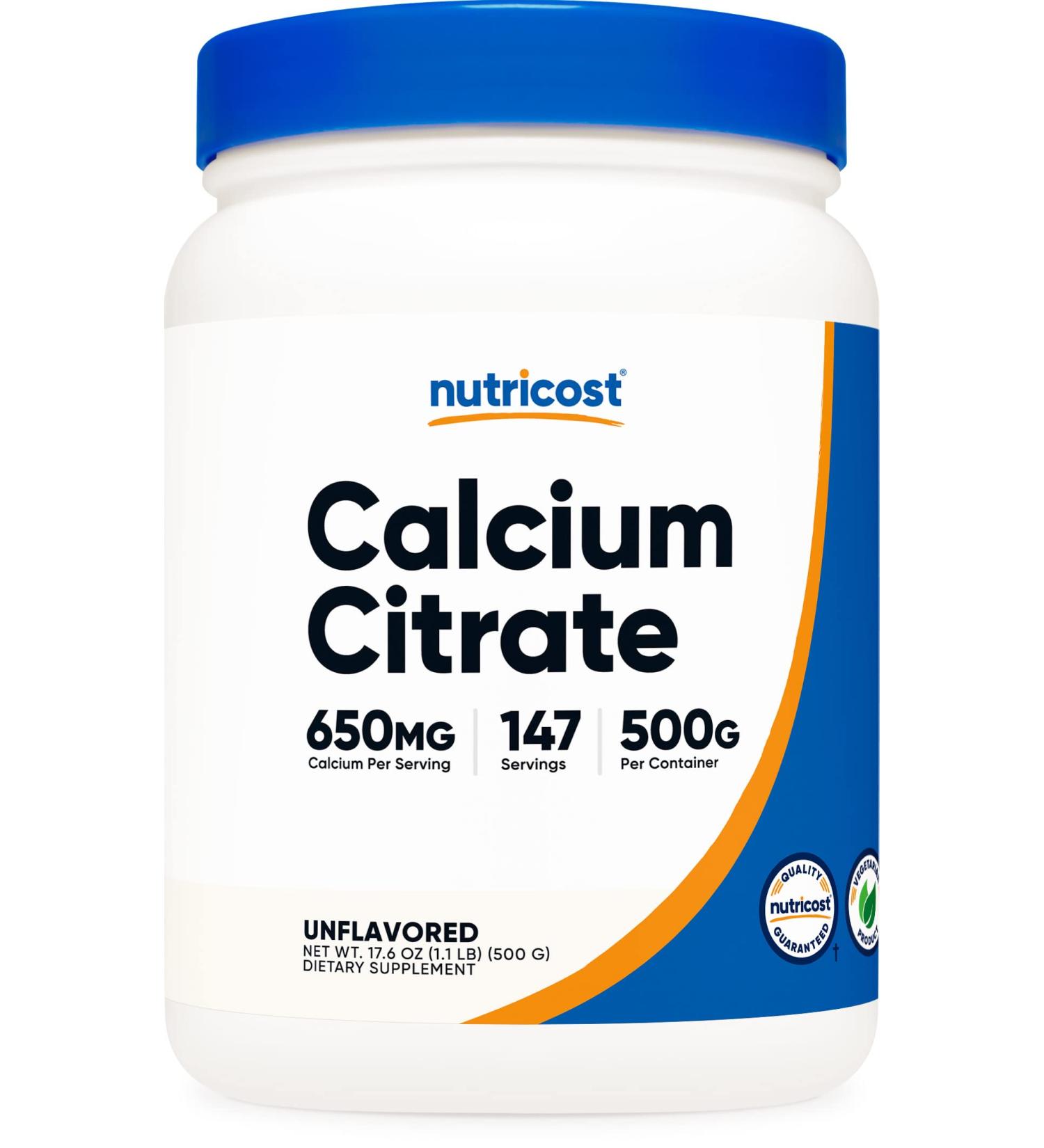 Nutricost Calcium Citrate Powder 500g - Pure & Gluten-Free Formula - Buy Online on GoSupps.com