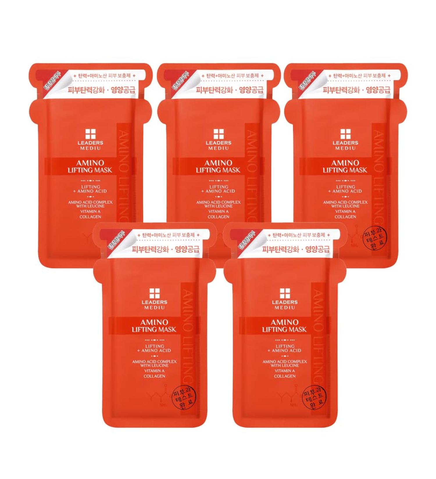 Amino Firming & Lifting Facial Sheet Mask - Reduce Fine Lines & Improve Elasticity | Collagen & Vitamin A | 5 Sheets for All Skin Types - Buy Online on GoSupps.com