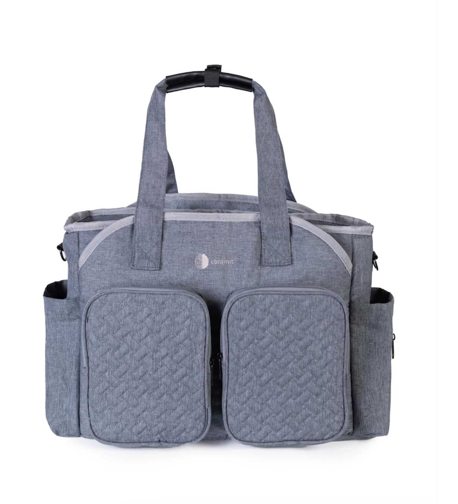 Large Gray Diaper Bag Stroller | Adjustable Shoulder Strap Mama Handbag | Oxford Fabric Travel Bag for Newborns - Buy Online on GoSupps.com