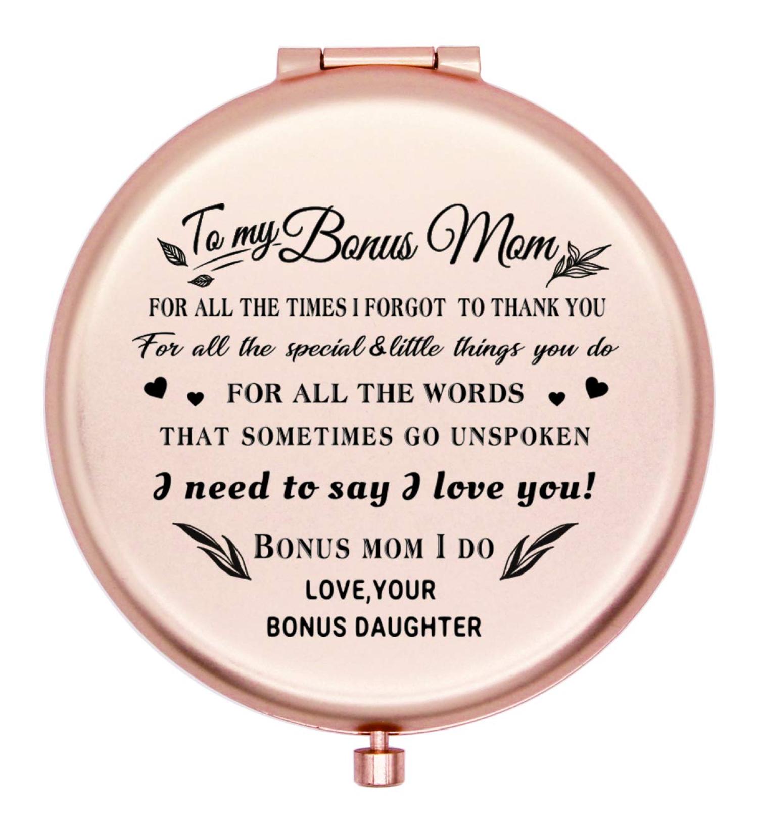 Onederful Bonus Mom Gifts Travel Compact Pocket Mirror - Mother's Day, Christmas, Birthday Ideas - Rose Gold - Buy Online on GoSupps.com