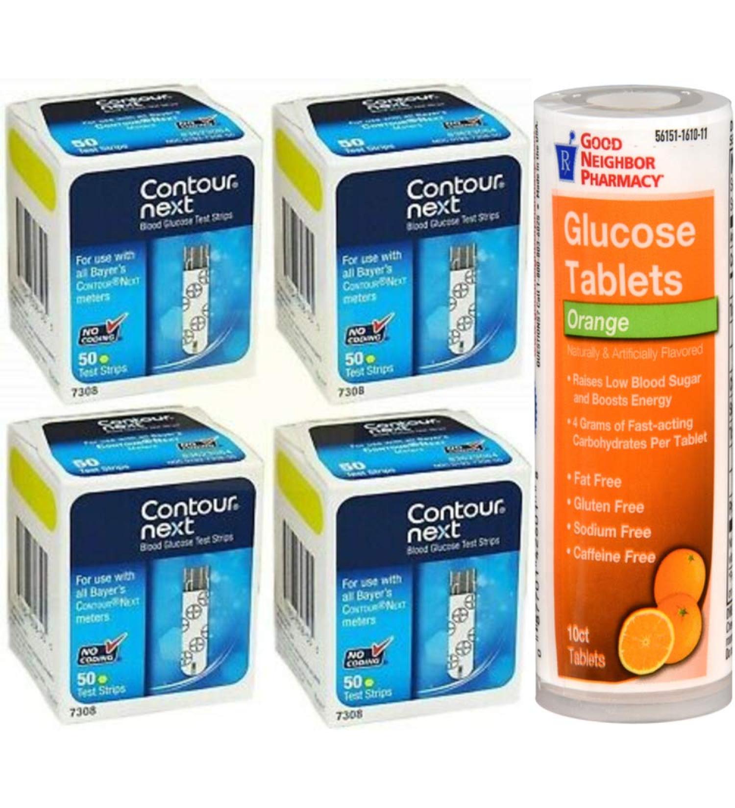 Diabetic Test Strips 4 Boxes (200 Count) with Glucose Tablets 10ct - 7308 - Buy Online on GoSupps.com
