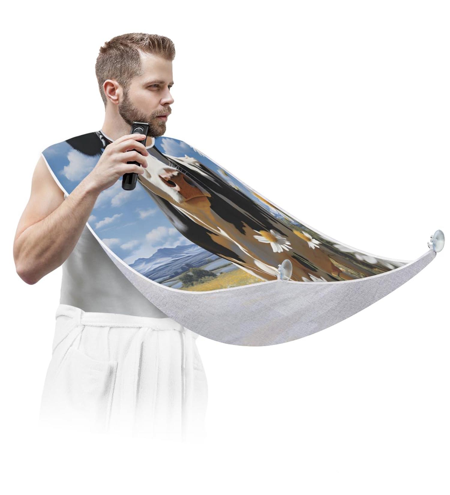 Shop Cow Daisy Flower Beard Bib Apron Perfect Beard Hair Catcher for Men Ideal Father's Day & Christmas Gifts for Dad and Husband - Buy Online on GoSupps.com