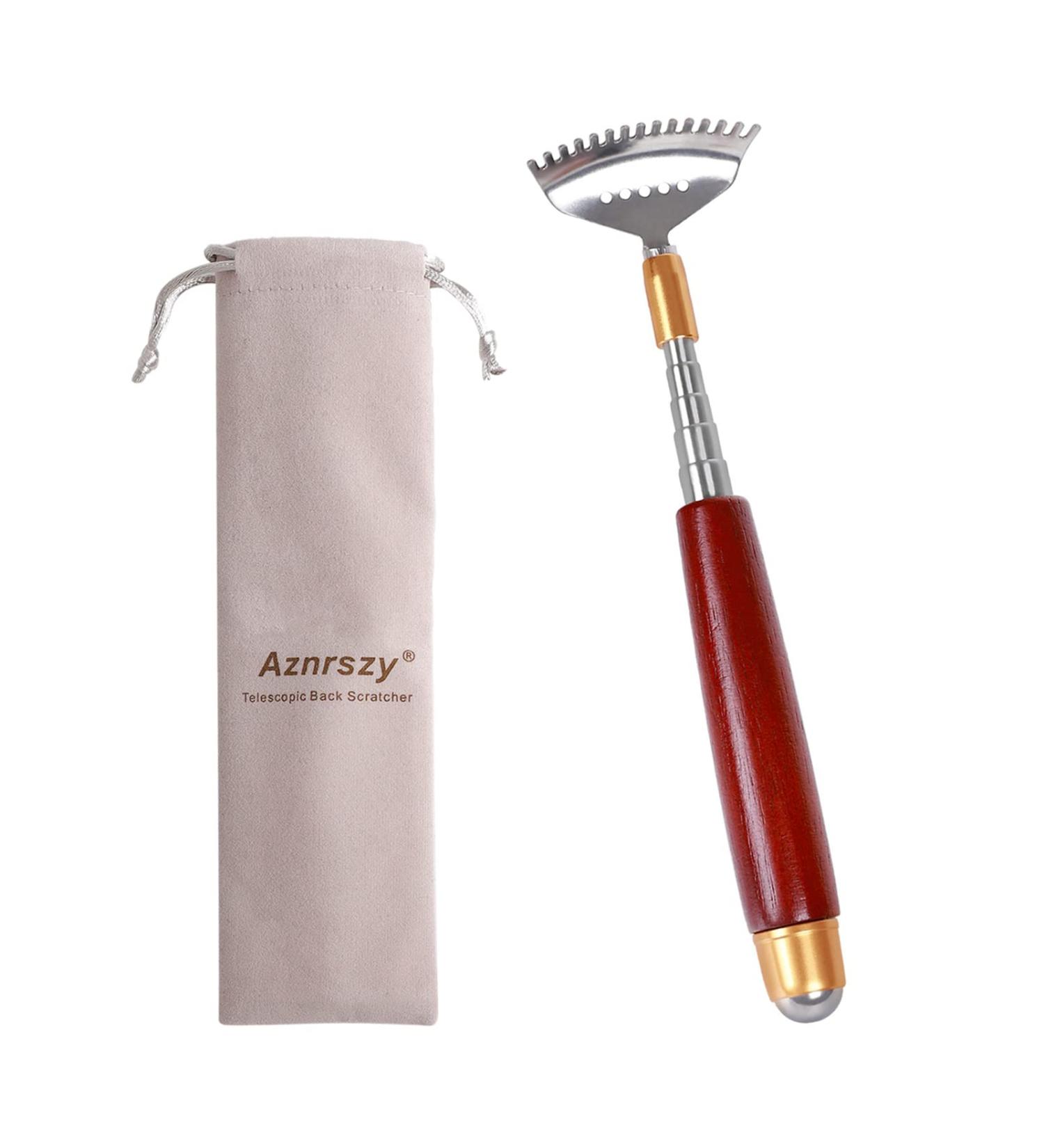 Extendable Back Scratcher with Massage Bead - Solid Wood Handle, Stainless Steel Claw - Handheld Massager for Women Men Adults - 1 Count - Buy Online on GoSupps.com