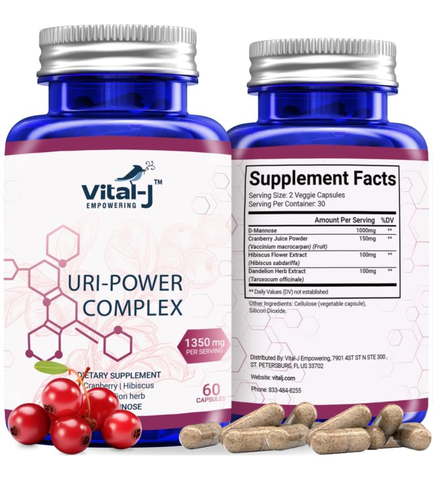 4-IN-1 URI POWER COMPLEX 1350mg - 60 day - D Mannose Cranberry Hibiscus and Dandelion Herb - Naturally Cleanse the Bladder and Urinary Tract Specialized Approach for UTI Avoidance Pack of 2 - Buy Online on GoSupps.com