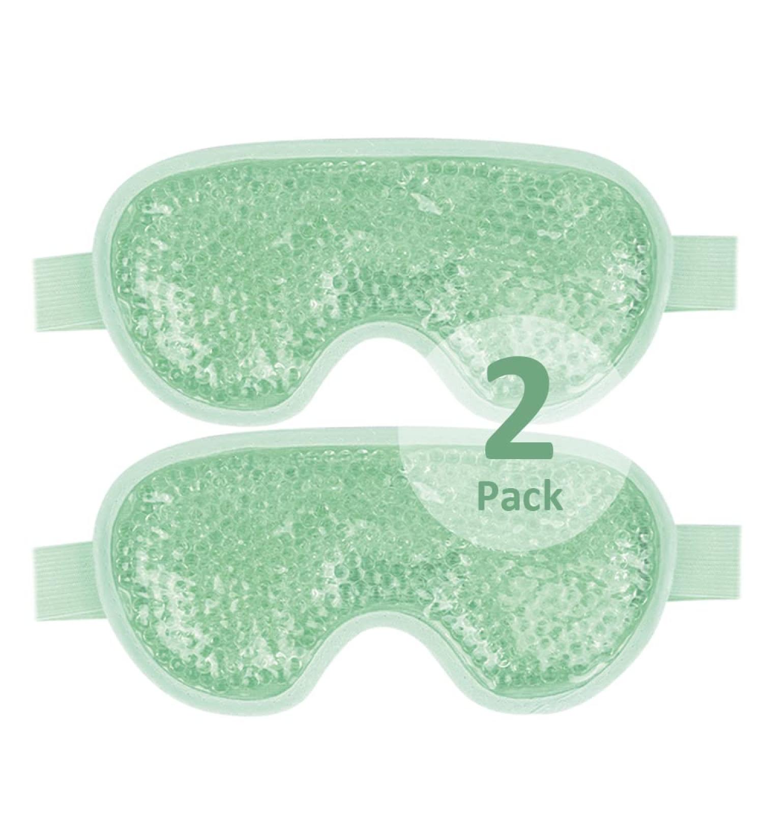 NEWGO Cooling Eye Mask - Reusable Hot Cold Therapy Gel for Puffy Eyes, Migraine, Dark Circles - Green 2PCS - Buy Online on GoSupps.com
