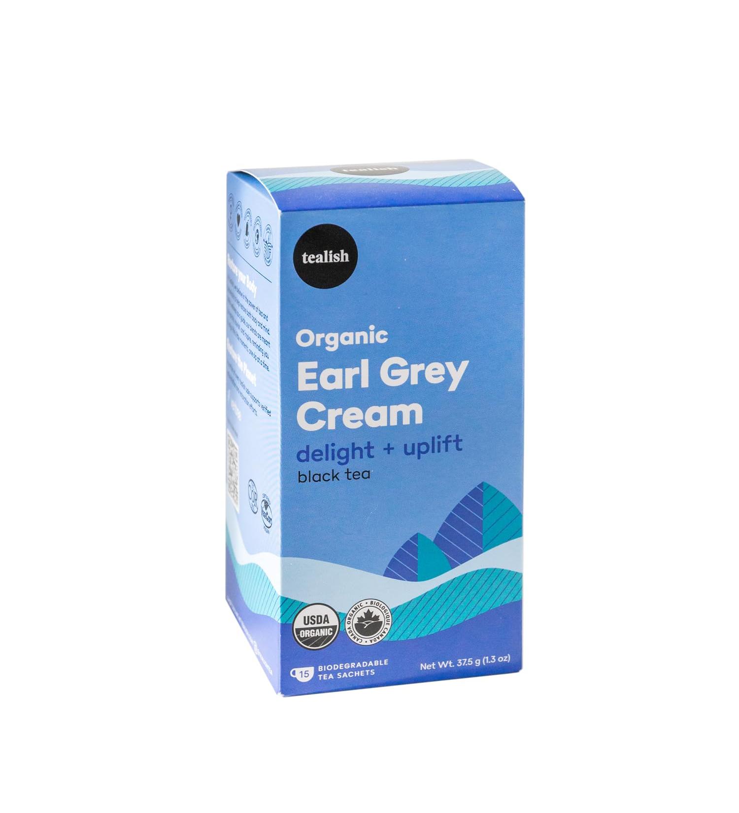 Tealish - Organic Earl Grey Cream Tea Sachets 15 Biodegradable Tea Bags - Organic Black Tea Bags - Ideal for Breakfast Tea Delight and Uplift - Caffeinated Tea Bags - Earl Grey with Vanilla Black Tea - Buy Online on GoSupps.com