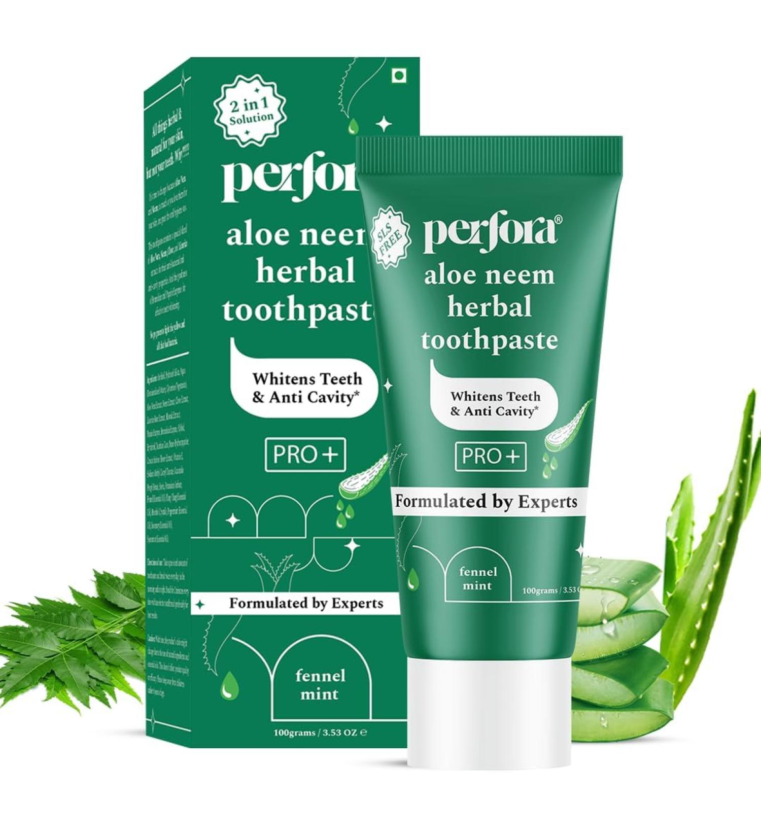 Aloe Neem Herbal Toothpaste 100g - Enamel Safe Whitening Papain & Bromelain Formula SLS Free Cavities Prevention for Men & Women - Buy Online on GoSupps.com