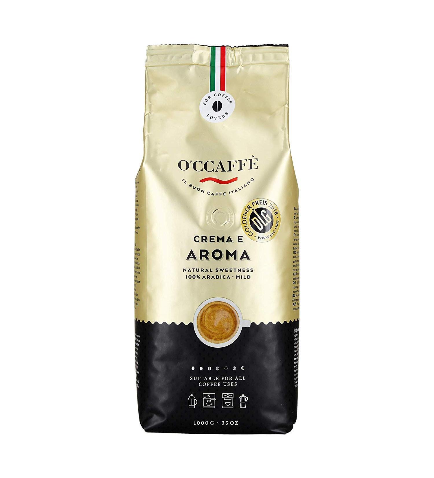 O'ccaff Crema e Aroma 100% Arabica Coffee Beans 1kg - Buy Online on GoSupps.com