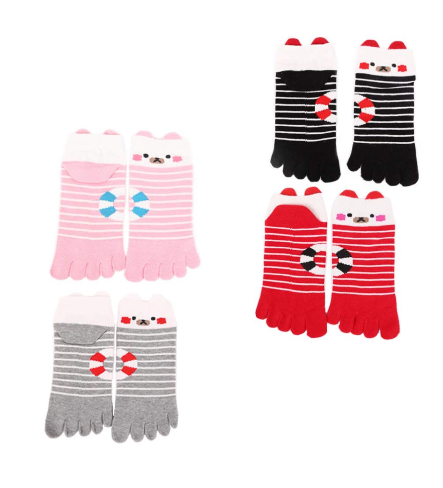 Happyyami Christmas Five Toe Socks - 4 Pairs Cat Toe Jacquard Women s Holiday Cotton Socks - Buy Online on GoSupps.com