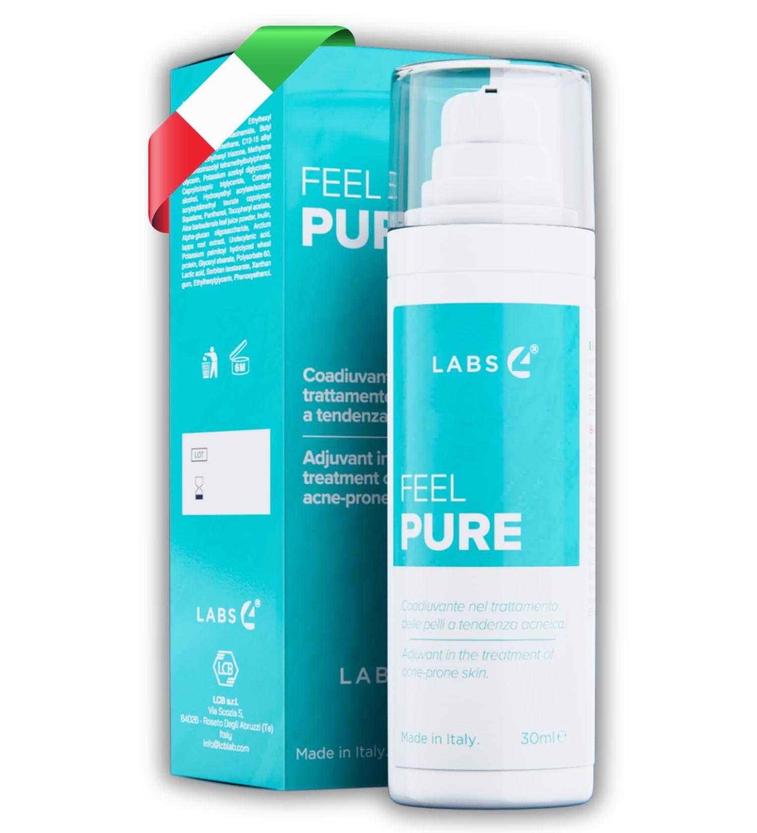  LABS 4 Feel Pure Anti-Acne Face Cream 30ml | with Azeloglycine 6% Nicotinamide 6% and Burdock | With SPF 30 | Anti-blemish cream | 100% Made in Italy - Buy Online on GoSupps.com