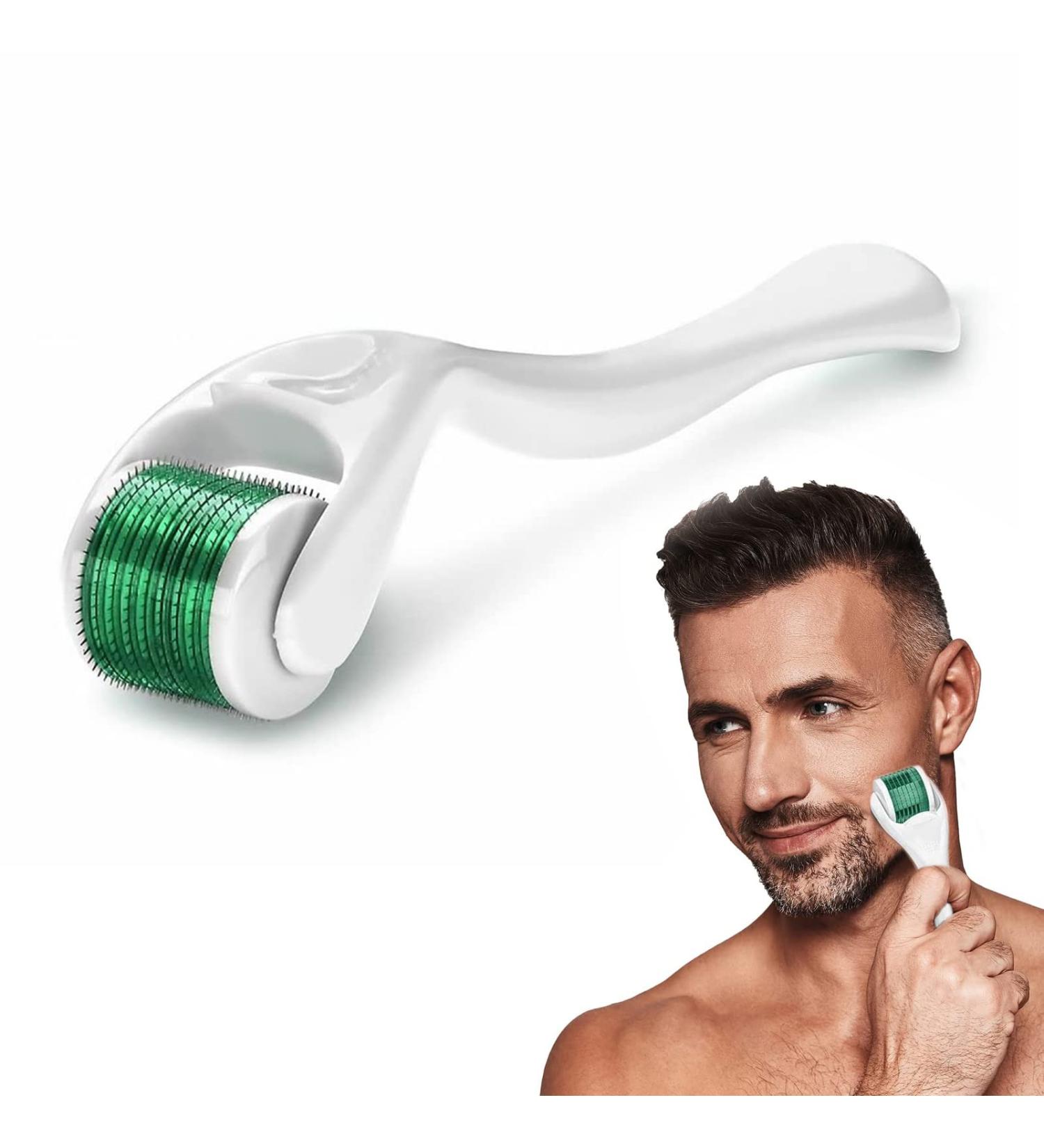 IOPYKKOA Beard Roller 0.5mm - Microneedling & Derma Roller for Beard Growth | Improve Facial Hair Growth (White Green) - Buy Online on GoSupps.com