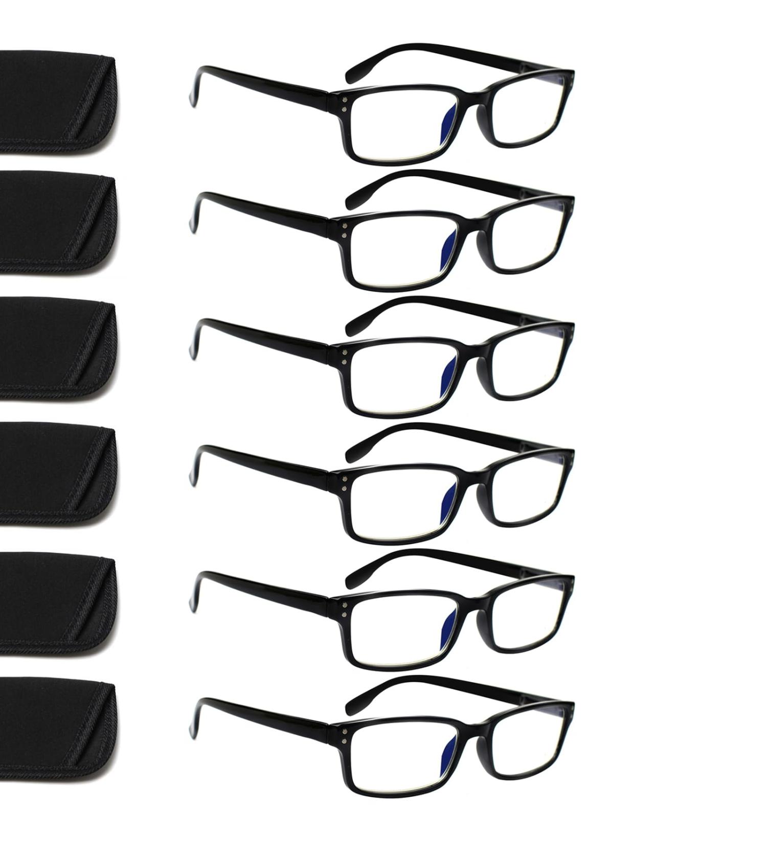 Kerecsen 6-Pack Blue Light Blocking Reading Glasses - Spring Hinge Readers for Men & Women - 1.5x Computer Eyeglasses - Buy Online on GoSupps.com