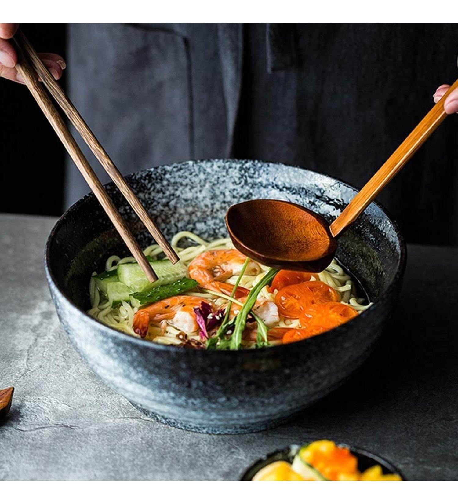 Bowl Creative Ceramic Soup Bowl Round Fruit Bowl Household 1500ml Large Ramen Bowl Japanese Retro Stoneware Tableware Kitchenware - Buy Online on GoSupps.com