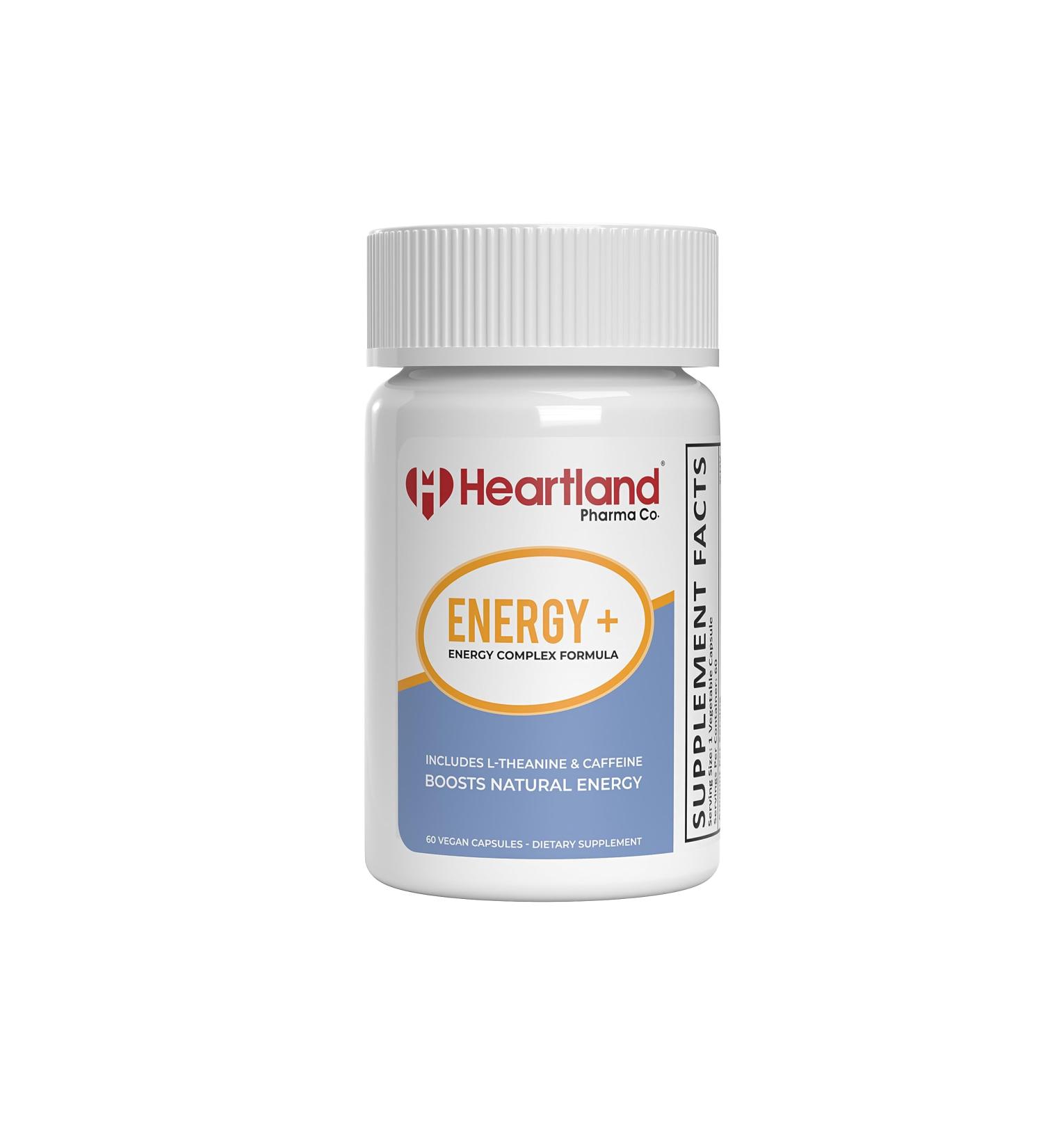 Energy+ Complex Capsules - Natural Energy Boost with Caffeine & L-Theanine | 60 Count Dietary Supplement - Buy Online on GoSupps.com
