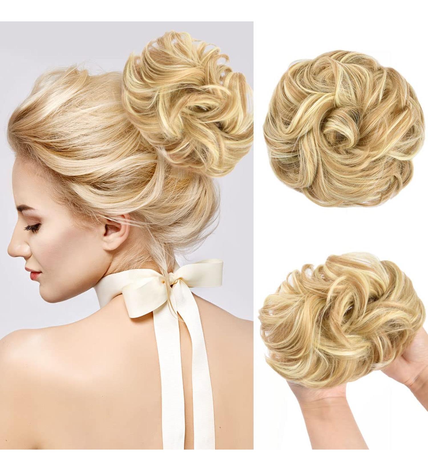 Dark Golden Yellow Messy Bun Hair Piece | Curly Wavy Extensions for Women - Buy Online on GoSupps.com