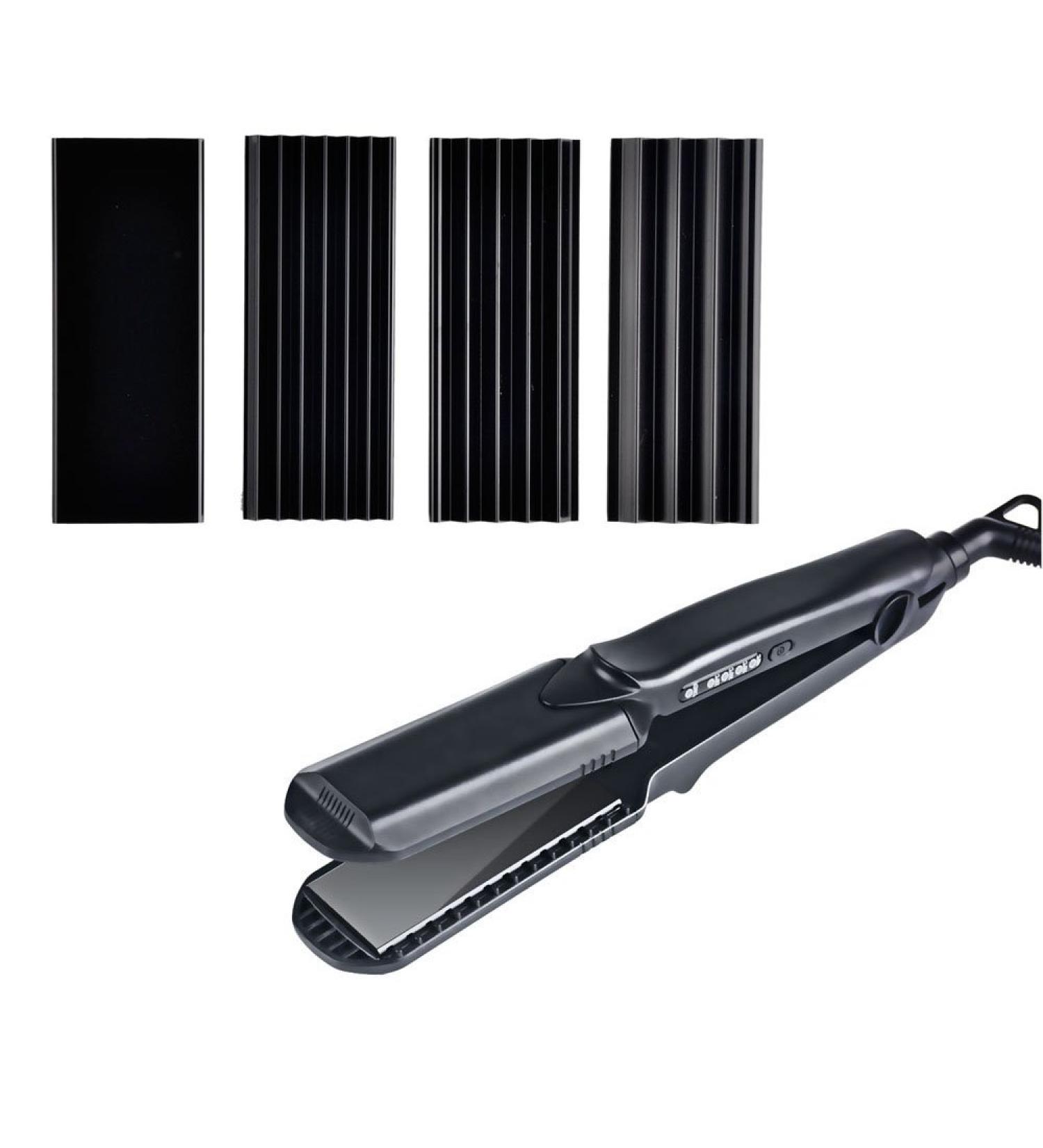 4 in 1 Hair Crimper & Flat Iron - Ceramic Hair Straightener Curling Iron & Waver - Interchangeable 1.5 Inch Plates for Perfect Styling - Buy Online on GoSupps.com