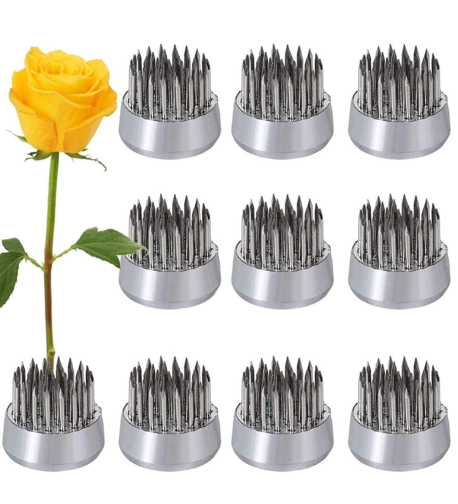 10pcs Silver Round Flower Frog Arrangers - Japanese Flower Holder for Floral Arrangement and Plant Decoration - Buy Online on GoSupps.com