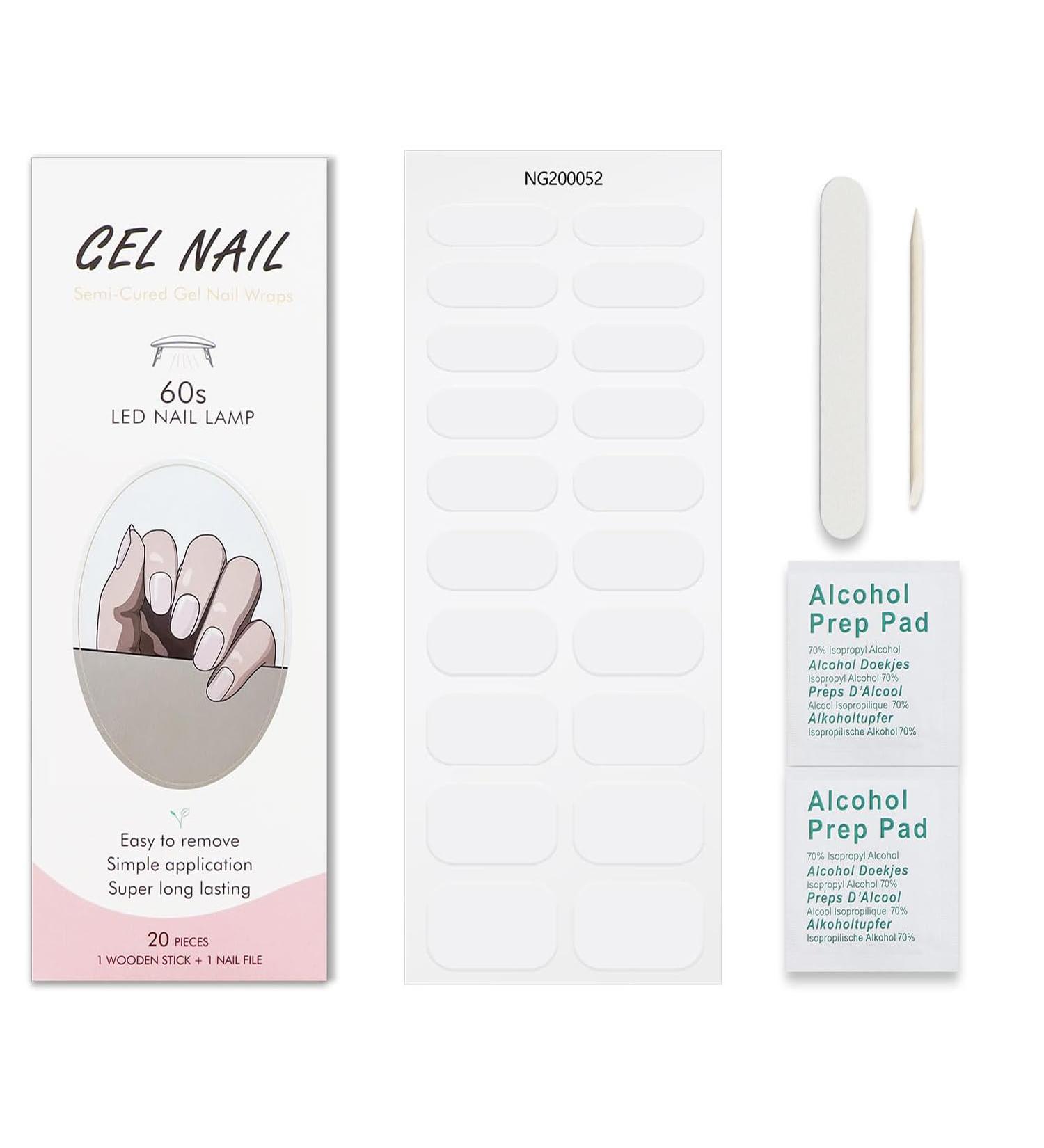 Transparent Gel Nail Strips KALEFUL Semi Cured Gel Nail Stickers Nail Art Decoration Design Supplies - Buy Online on GoSupps.com