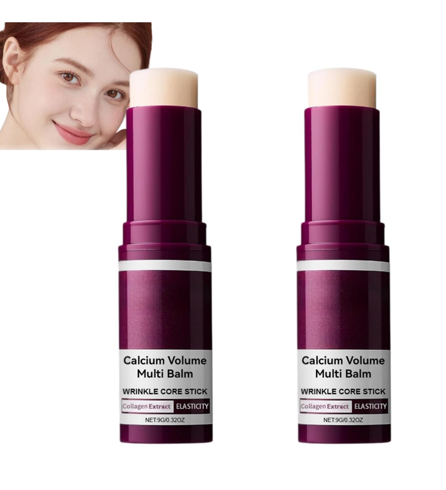  Nuvilo Calcium Volume Multi Balm Stick Anti-Wrinkle with Collagen Extract Moisturizing and Elastic Balm for Face Eyes and Lips Versatile Care for Daily Use (2 Pieces) - Buy Online on GoSupps.com