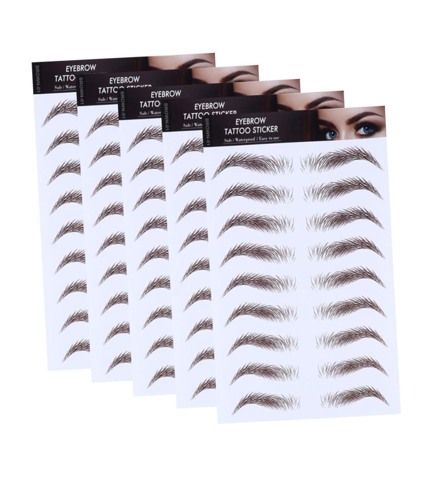 Didiseaon 5pcs Eyebrow Stickers Temporary Brow Tattoos Eyebrow Transfer Stickers Piece of Paper Miss Cosmetic 21x15cm Brown - Buy Online on GoSupps.com