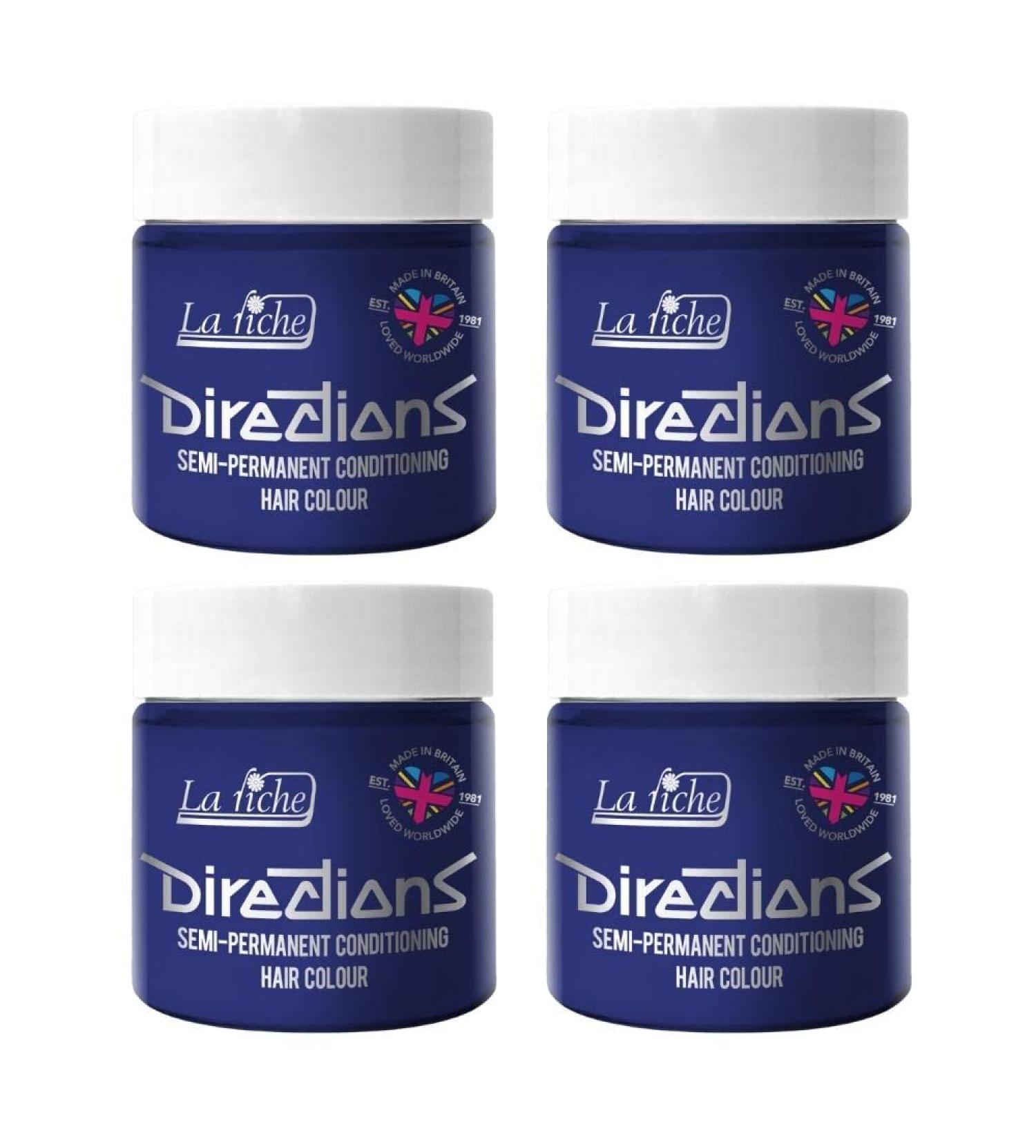 4x La Riche Directions Semi-Permanent Hair Color 100ml Tub - Neon Blue Neon Blue 100 ml (Pack of 4)