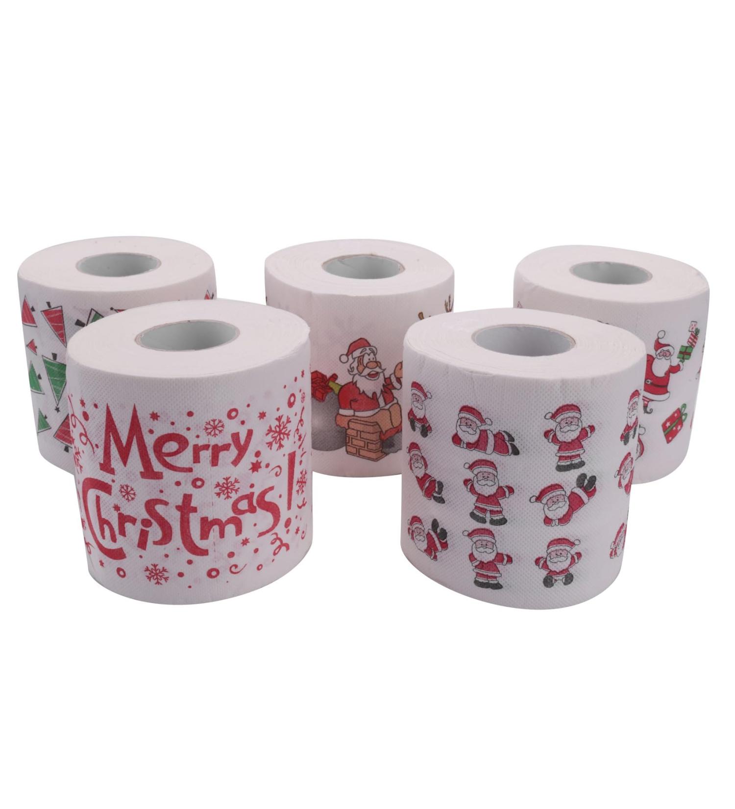 Xeodaun 5 Styles Santa Paper Roll Tissue Paper Towels Christmas Decorations Xmas Santa Office Room Toilet Paper 5 Roll - Buy Online on GoSupps.com
