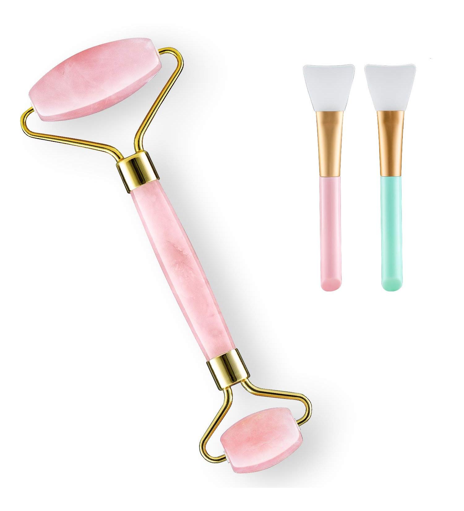 Rosejoice Pink Rose Quartz Jade Roller for Face - Handcrafted Facial Massager for Anti-Aging Skincare - Buy Online on GoSupps.com