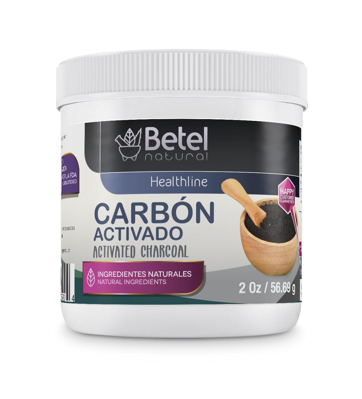 Betel Natural Premium Activated Charcoal/Carbon Activado Powder 100% Pure Ultra Fine - 2 Oz